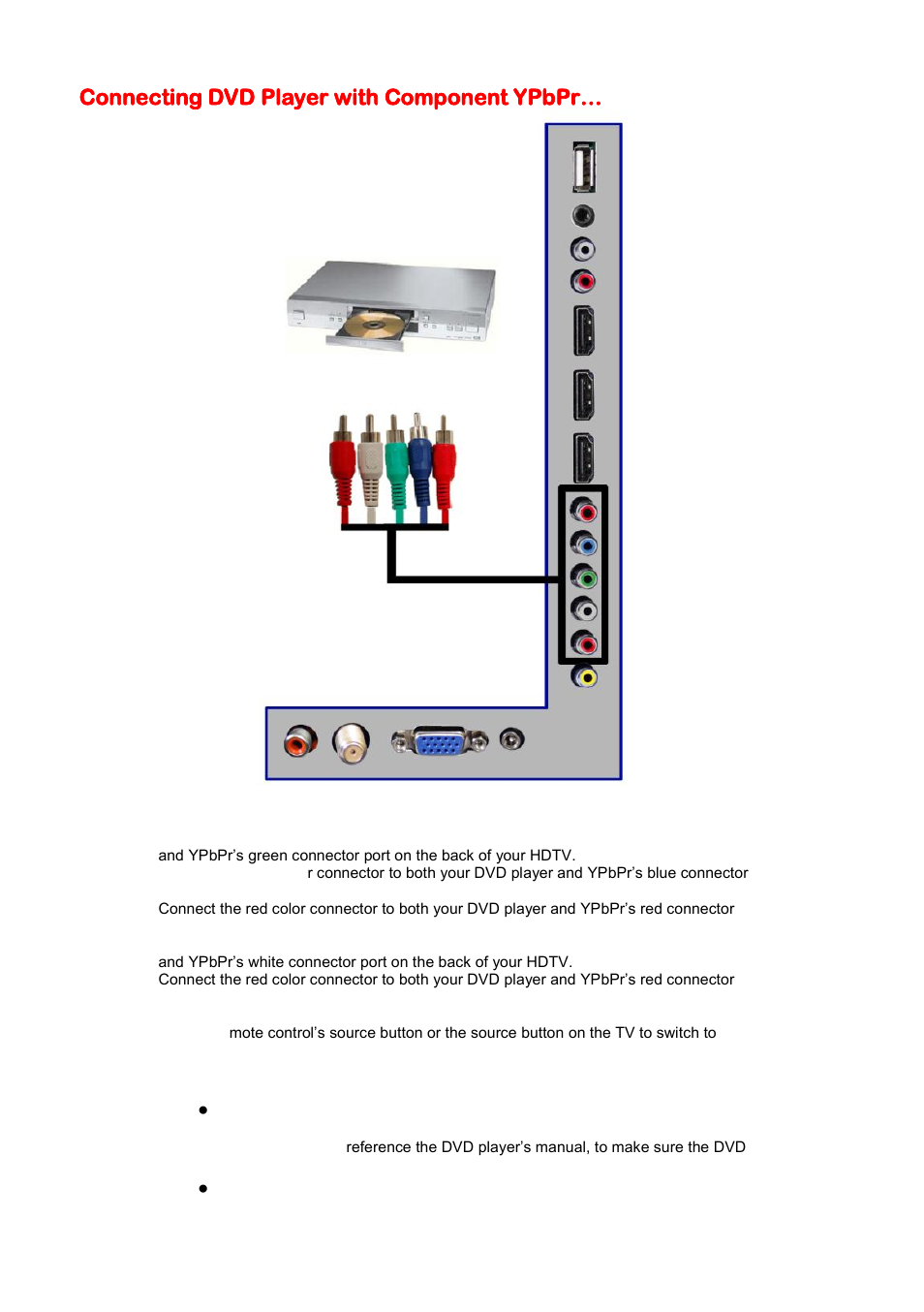 Connecting dvd player with component ypbpr | Sceptre X409BV-FHDU User Manual | Page 18 / 52