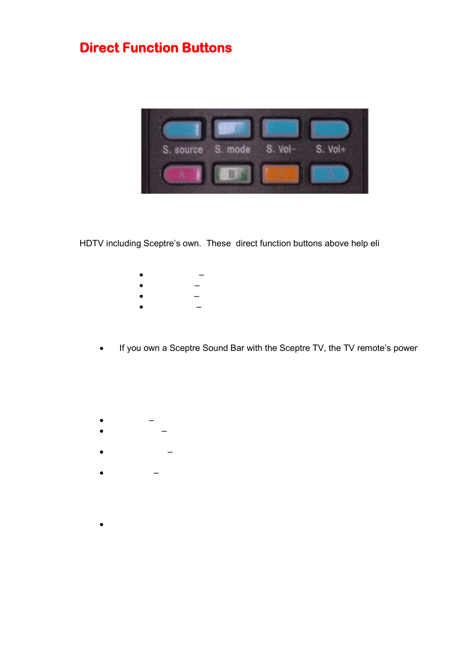 Direct function buttons | Sceptre X409BV-FHDU User Manual | Page 41 / 52