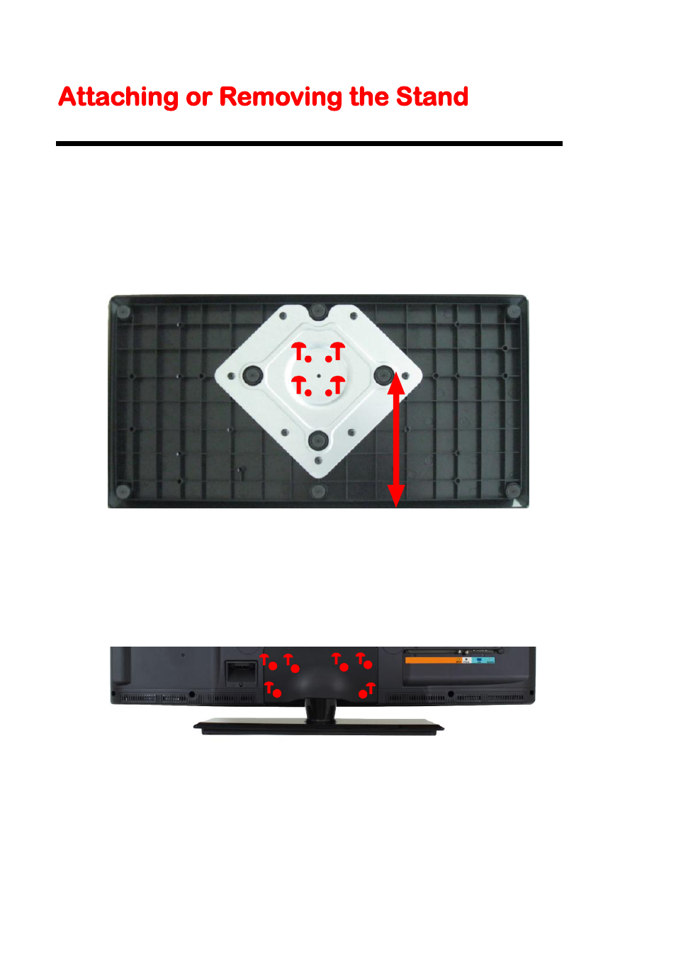 Attaching or removing the stand, The longer part faces towards the front | Sceptre X409BV-FHDU User Manual | Page 8 / 52