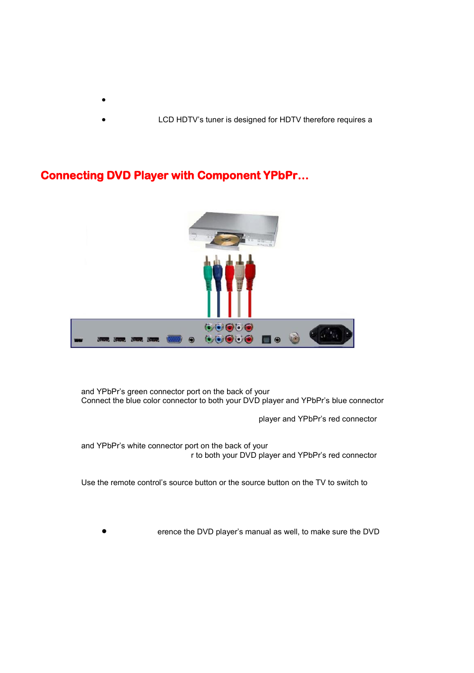 Connecting dvd player with component ypbpr | Sceptre X420BV-F120 User Manual | Page 18 / 52
