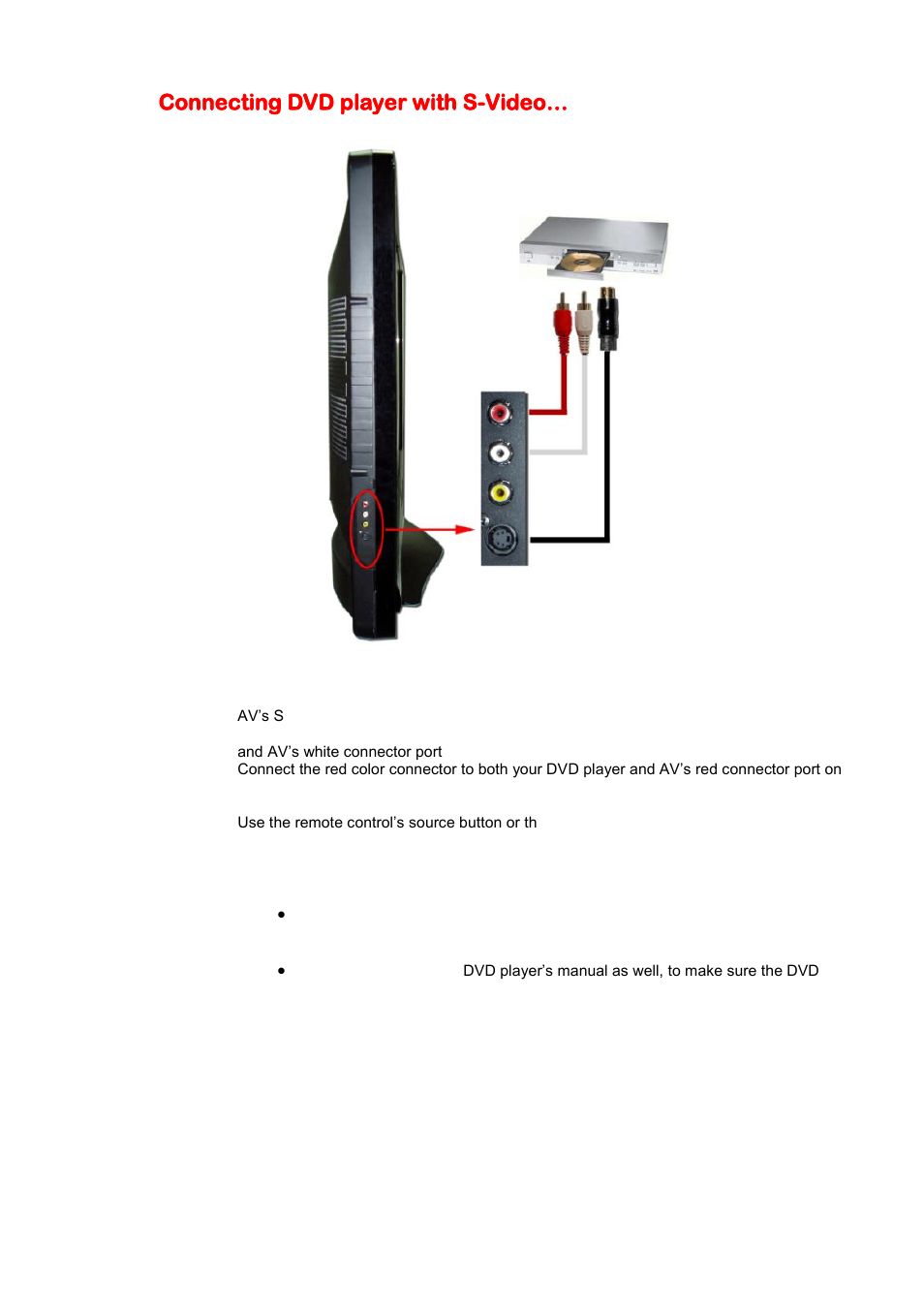 Connecting dvd player with s-video | Sceptre X420BV-F120 User Manual | Page 19 / 52