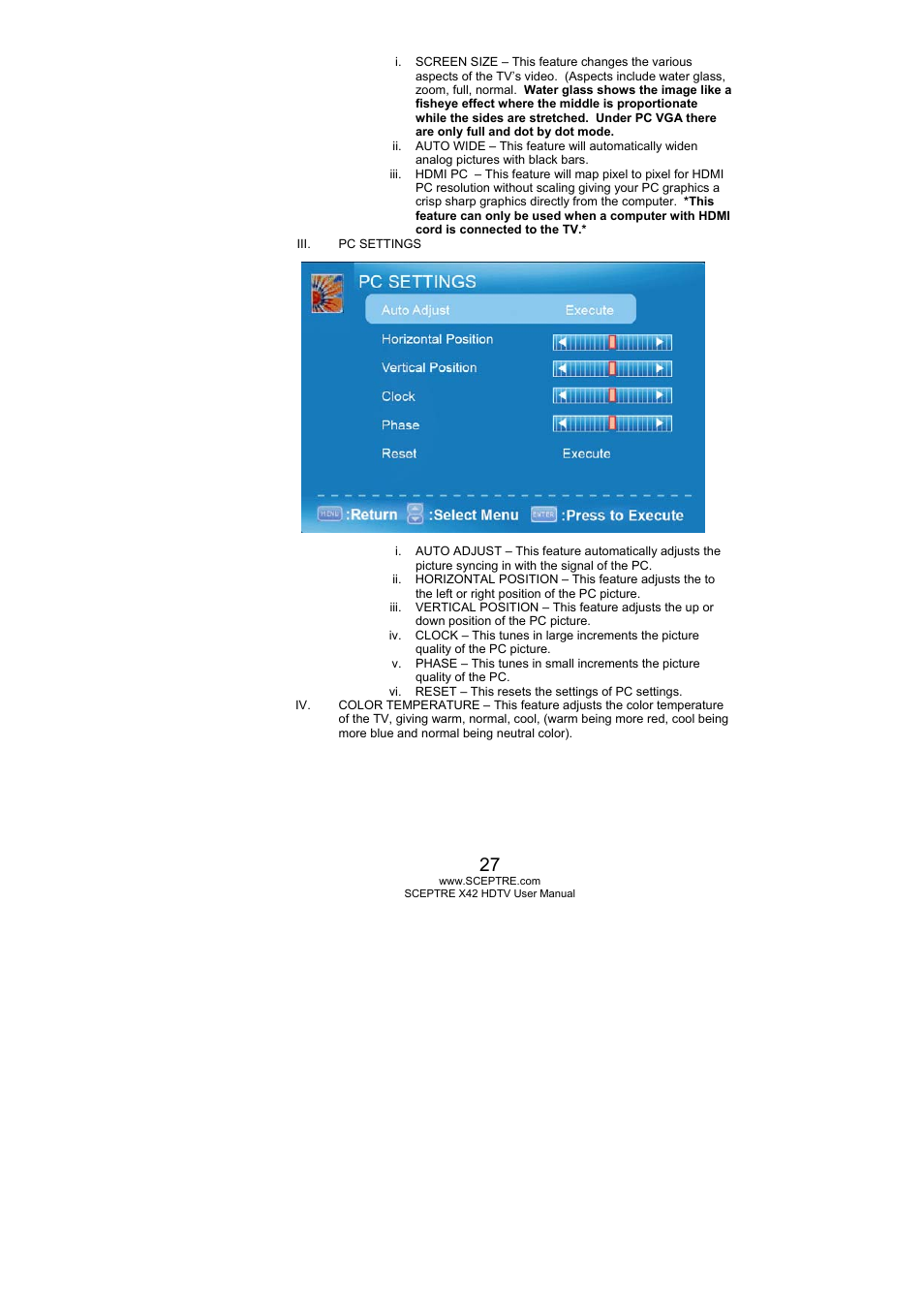 Sceptre X420BV-FHD User Manual | Page 27 / 54