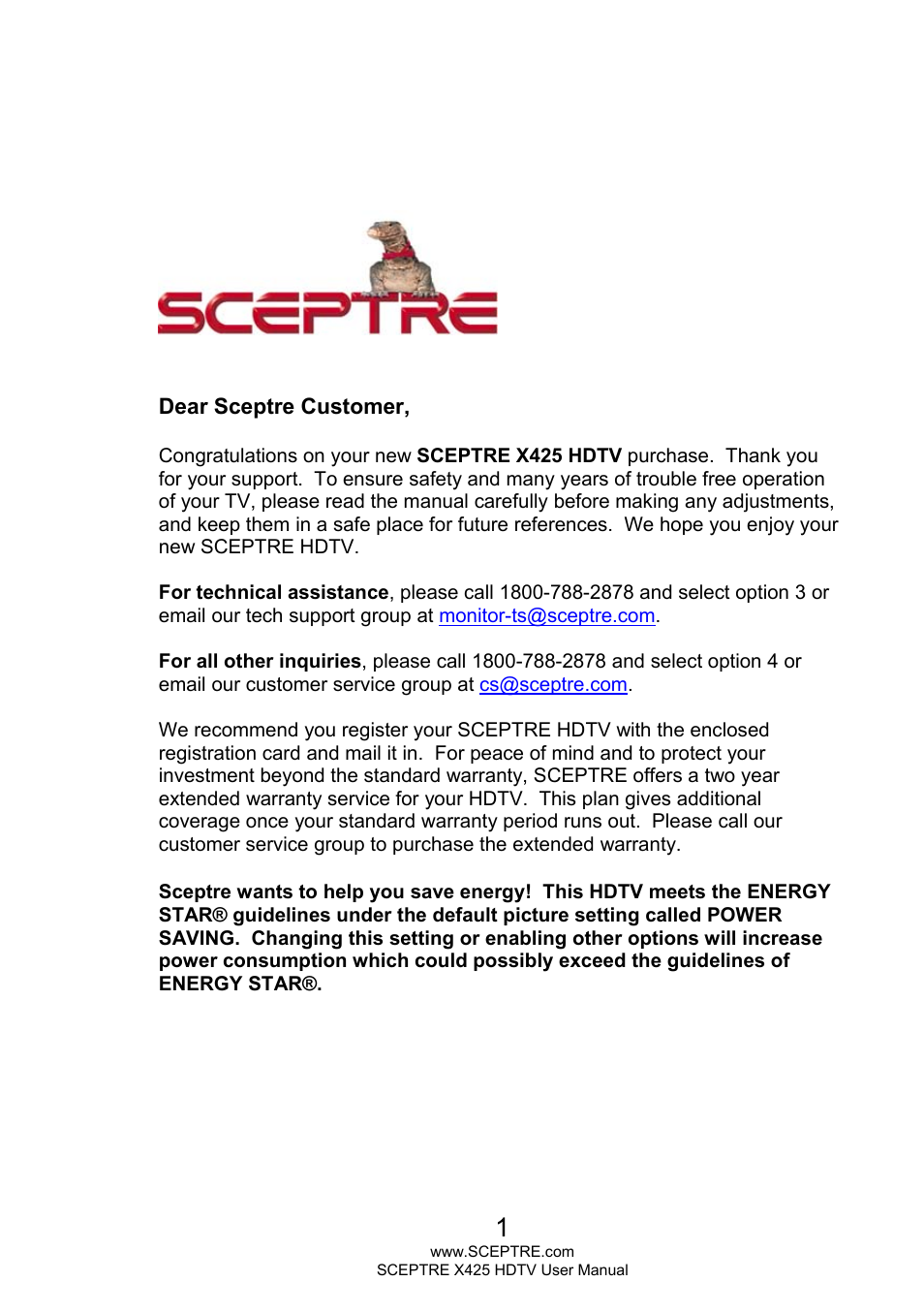 Sceptre X425BV-FHD3 User Manual | 55 pages