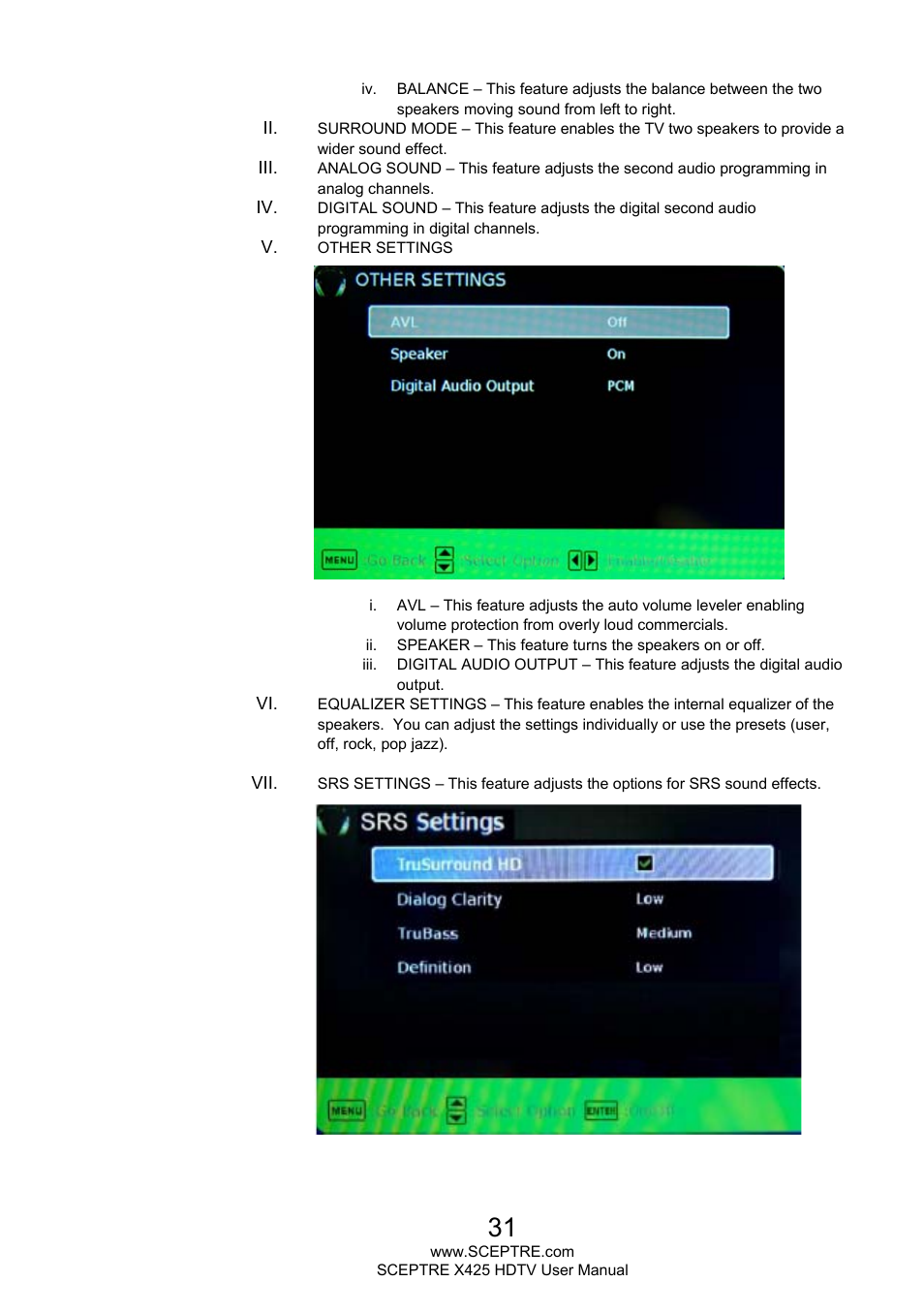 Sceptre X425BV-FHD3 User Manual | Page 31 / 55