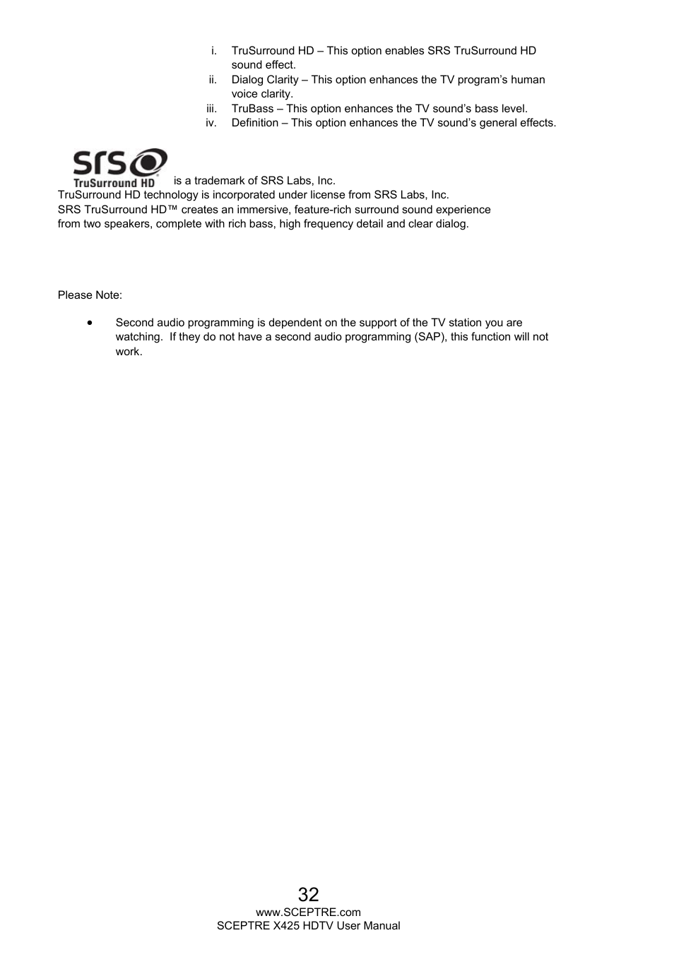 Sceptre X425BV-FHD3 User Manual | Page 32 / 55