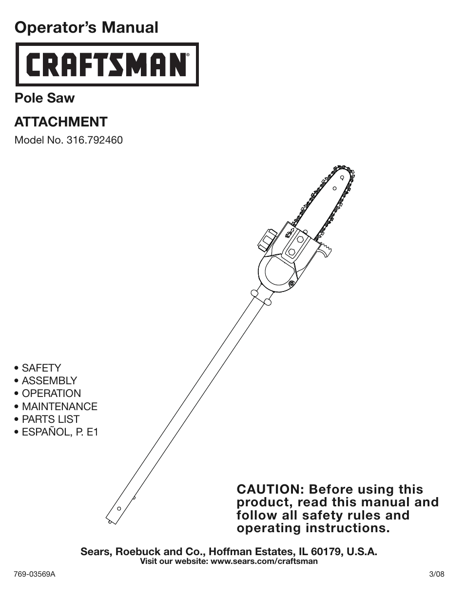 Craftsman 316.79246 User Manual | 20 pages