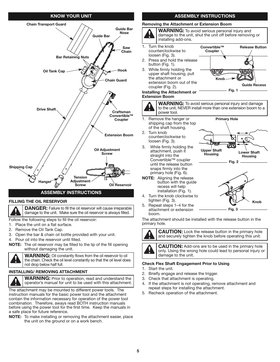 Danger, Warning, Caution | Craftsman 316.79246 User Manual | Page 5 / 20