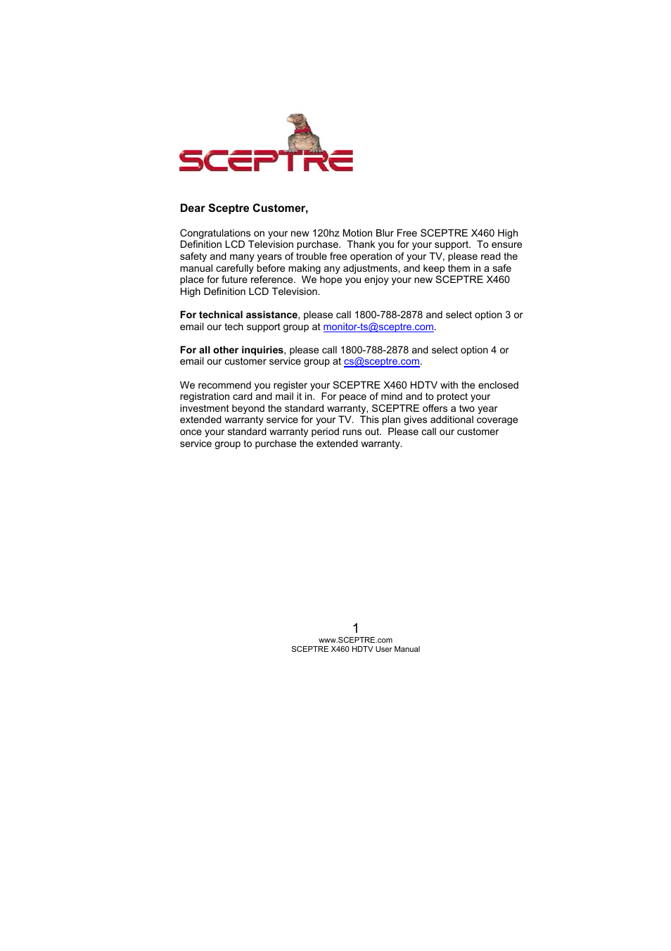 Sceptre X460PV-F120 User Manual | 52 pages