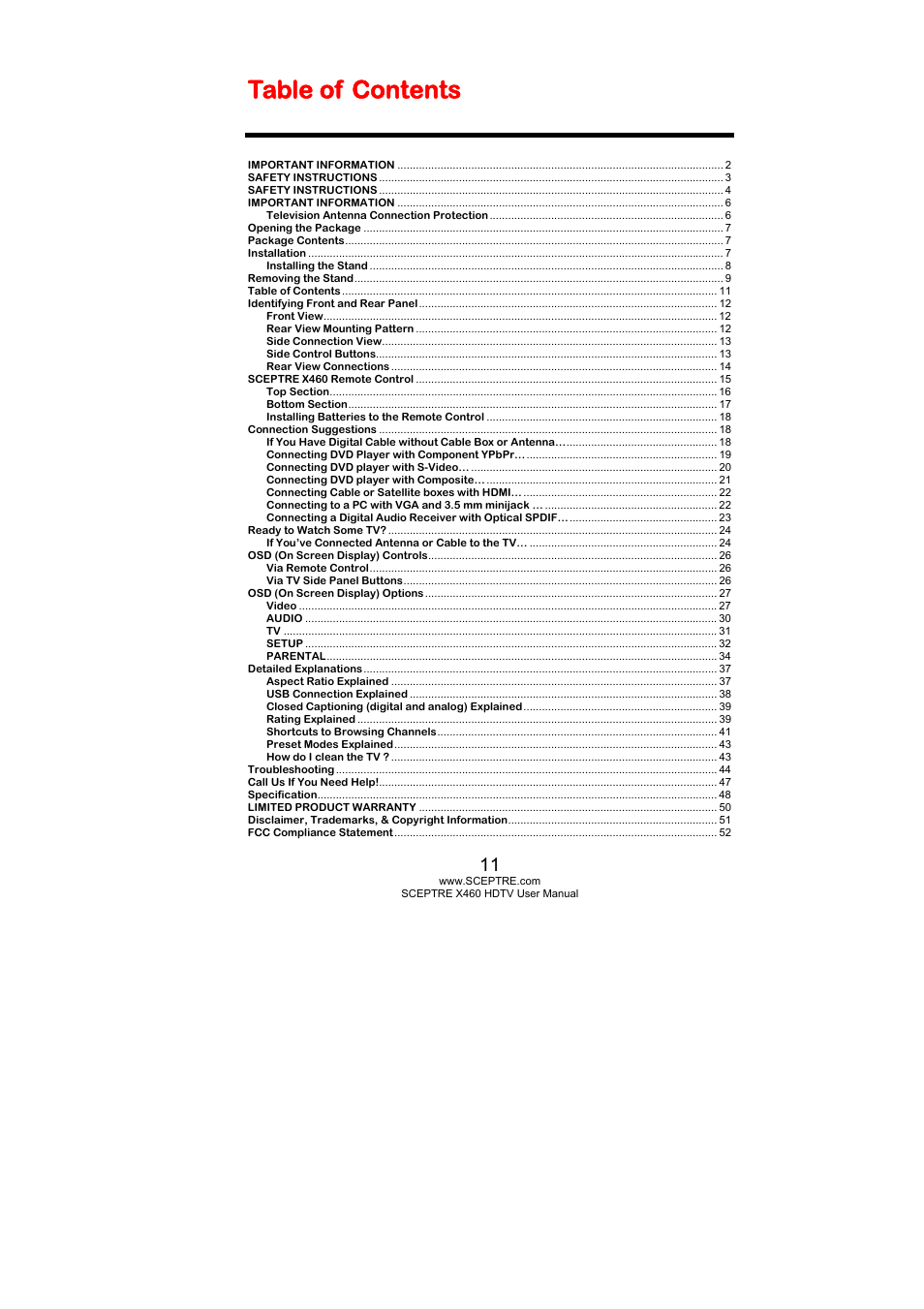 Sceptre X460PV-F120 User Manual | Page 11 / 52