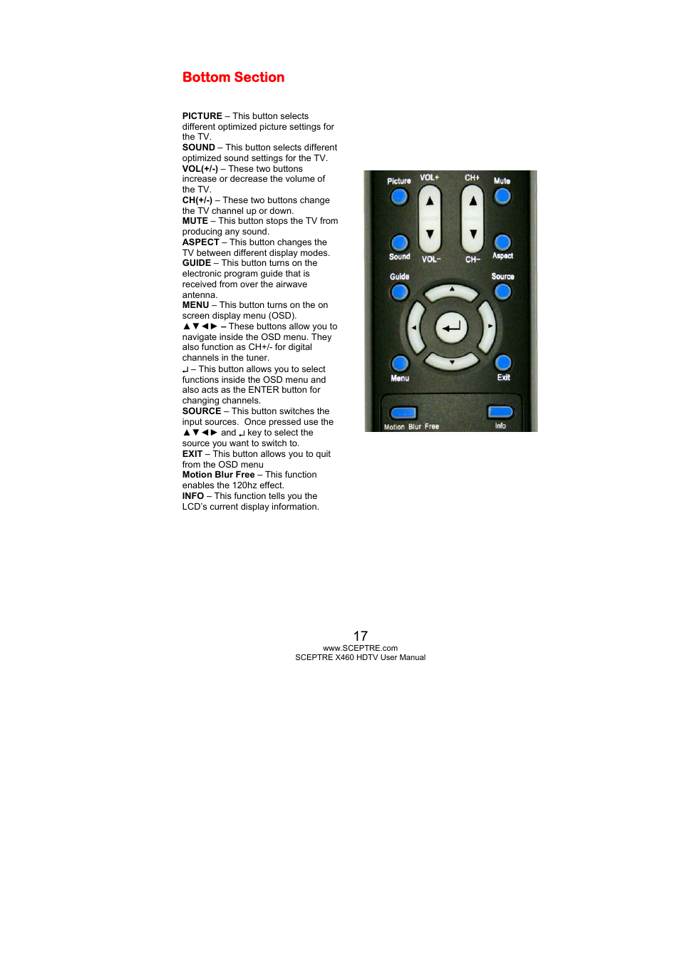 Sceptre X460PV-F120 User Manual | Page 17 / 52
