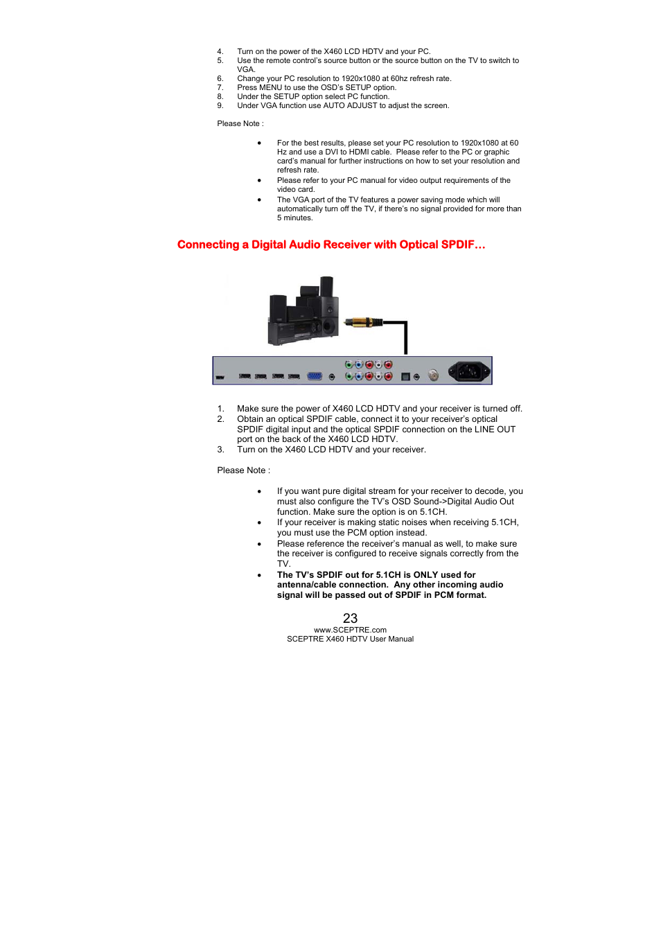 Sceptre X460PV-F120 User Manual | Page 23 / 52