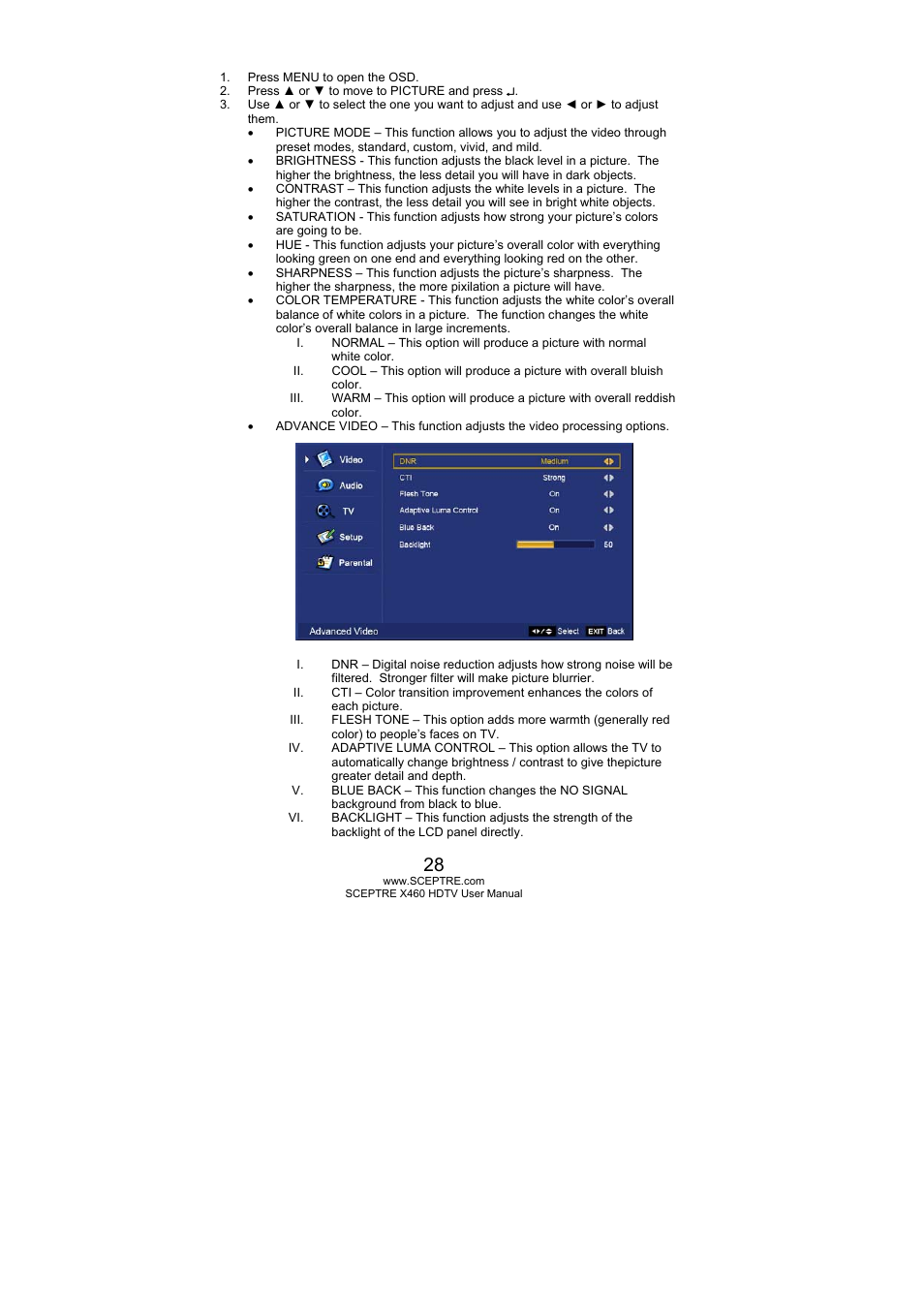 Sceptre X460PV-F120 User Manual | Page 28 / 52