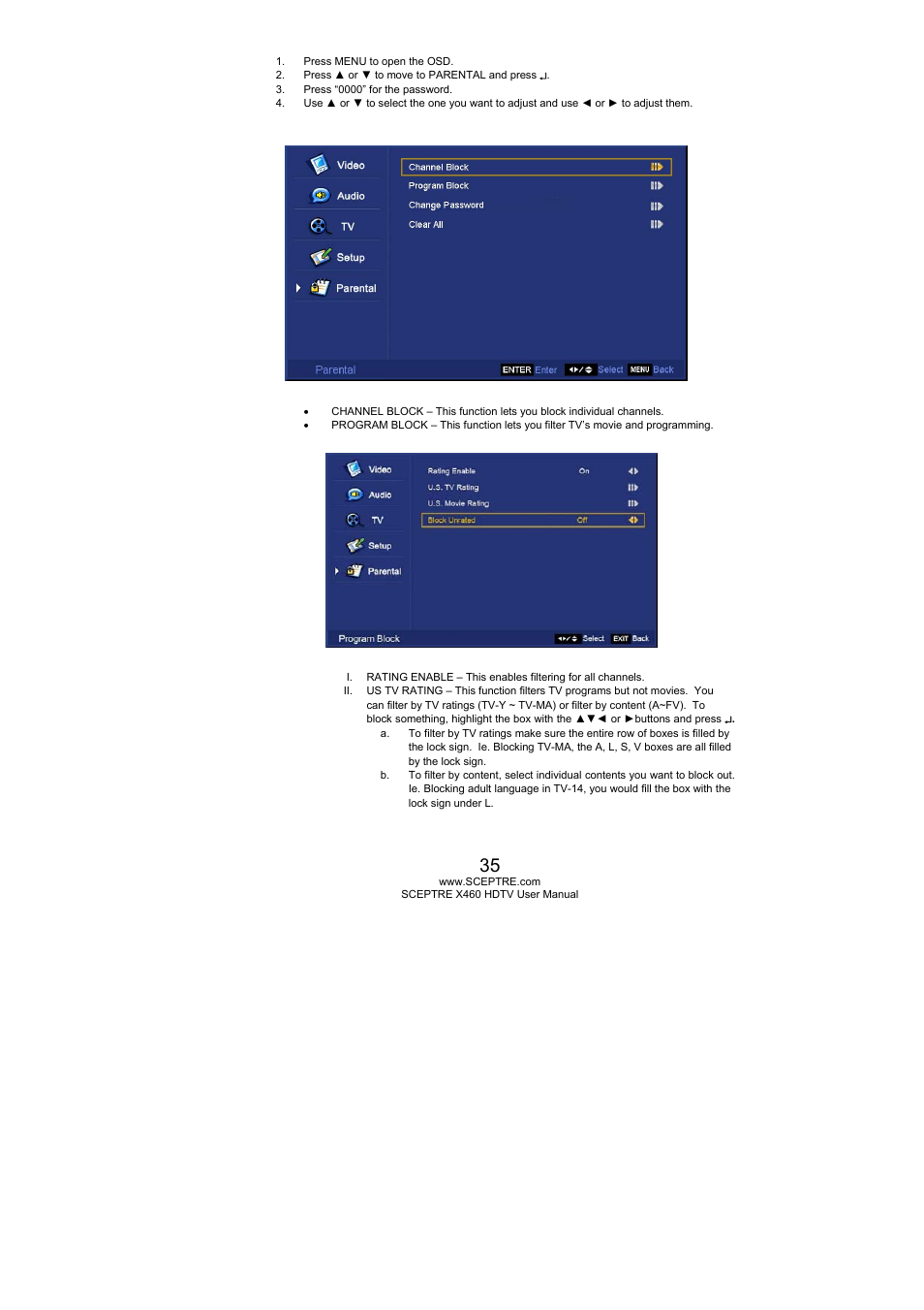 Sceptre X460PV-F120 User Manual | Page 35 / 52
