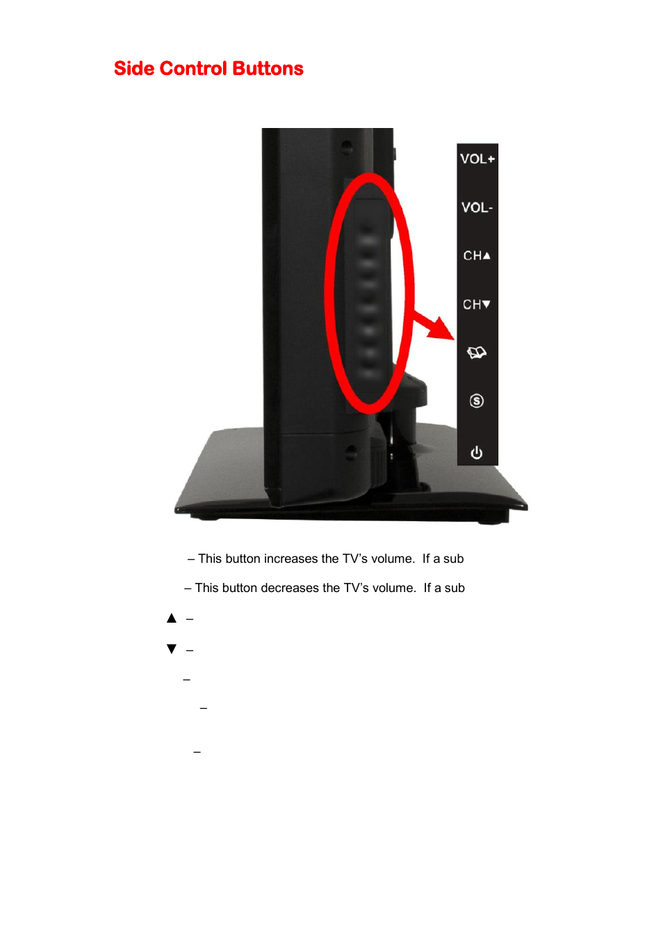 Side control buttons | Sceptre X505BV-FHDU User Manual | Page 11 / 54