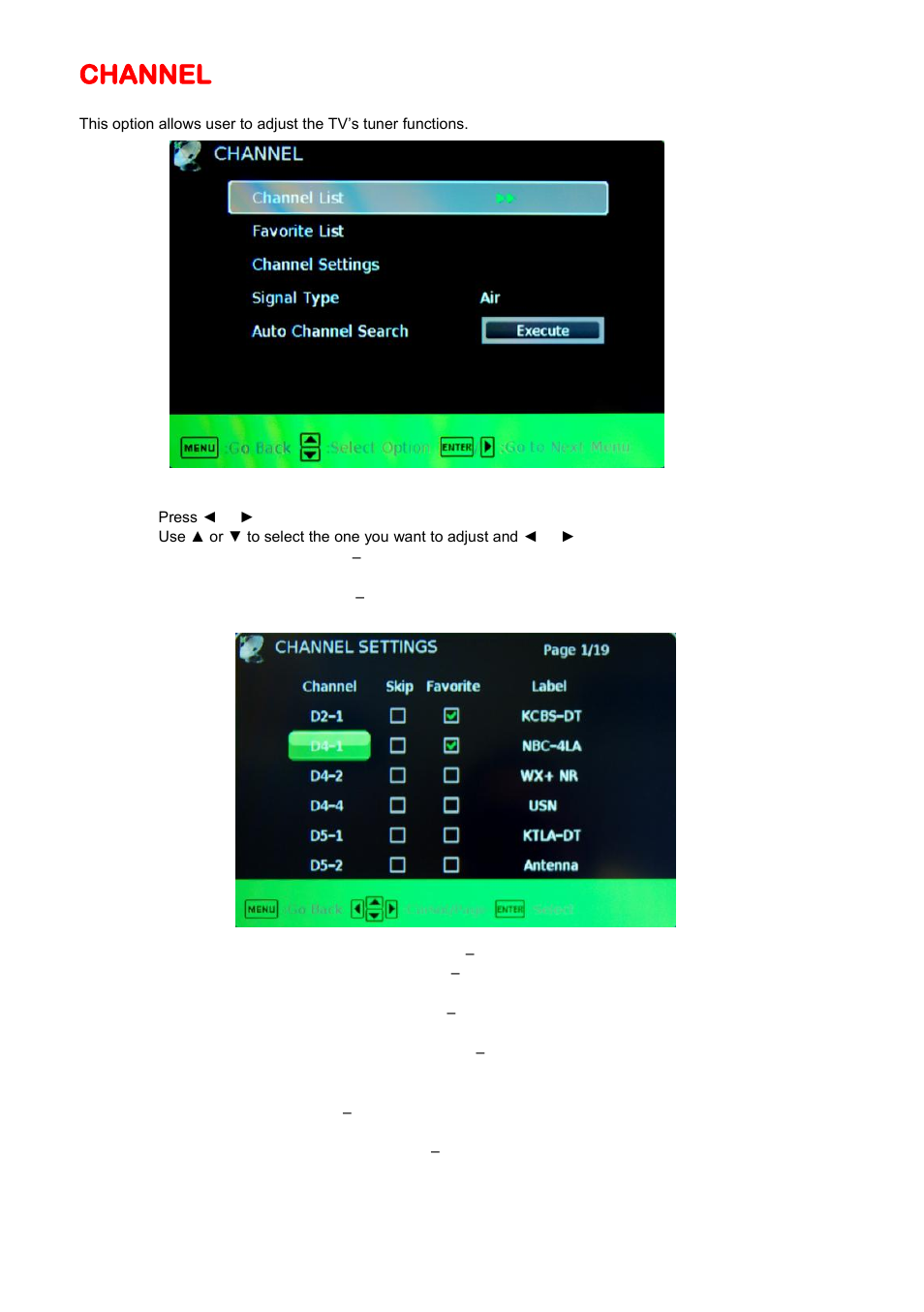 Channel | Sceptre X505BV-FHDU User Manual | Page 32 / 54
