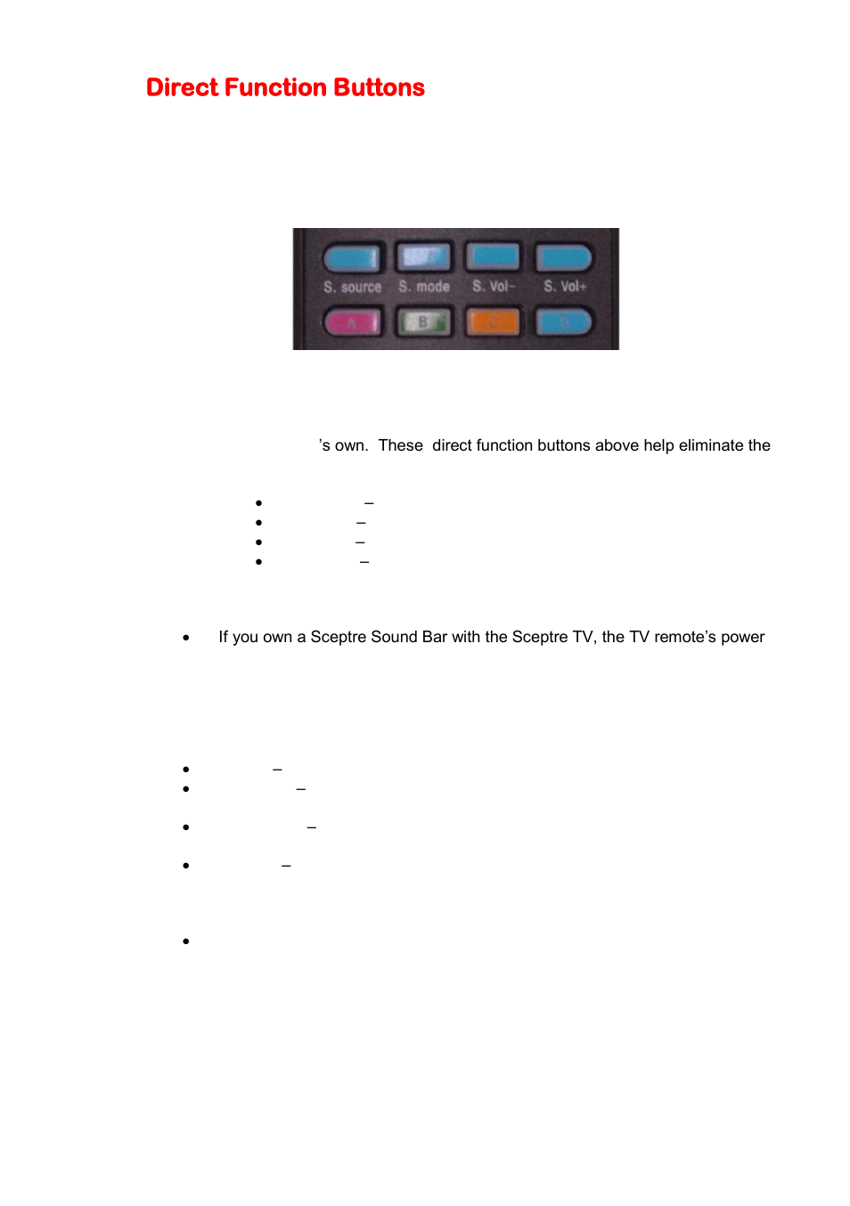 Direct function buttons | Sceptre X505BV-FHDU User Manual | Page 43 / 54