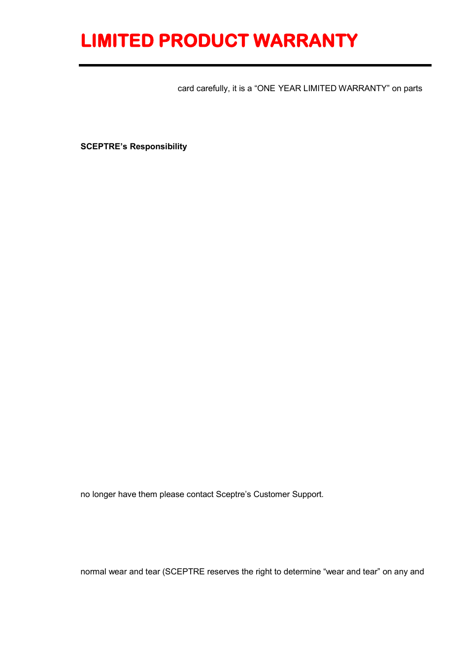 Limited product warranty | Sceptre X505BV-FHDU User Manual | Page 51 / 54