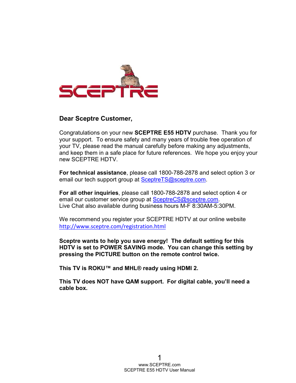 Sceptre E555BV-FMQR User Manual | 57 pages