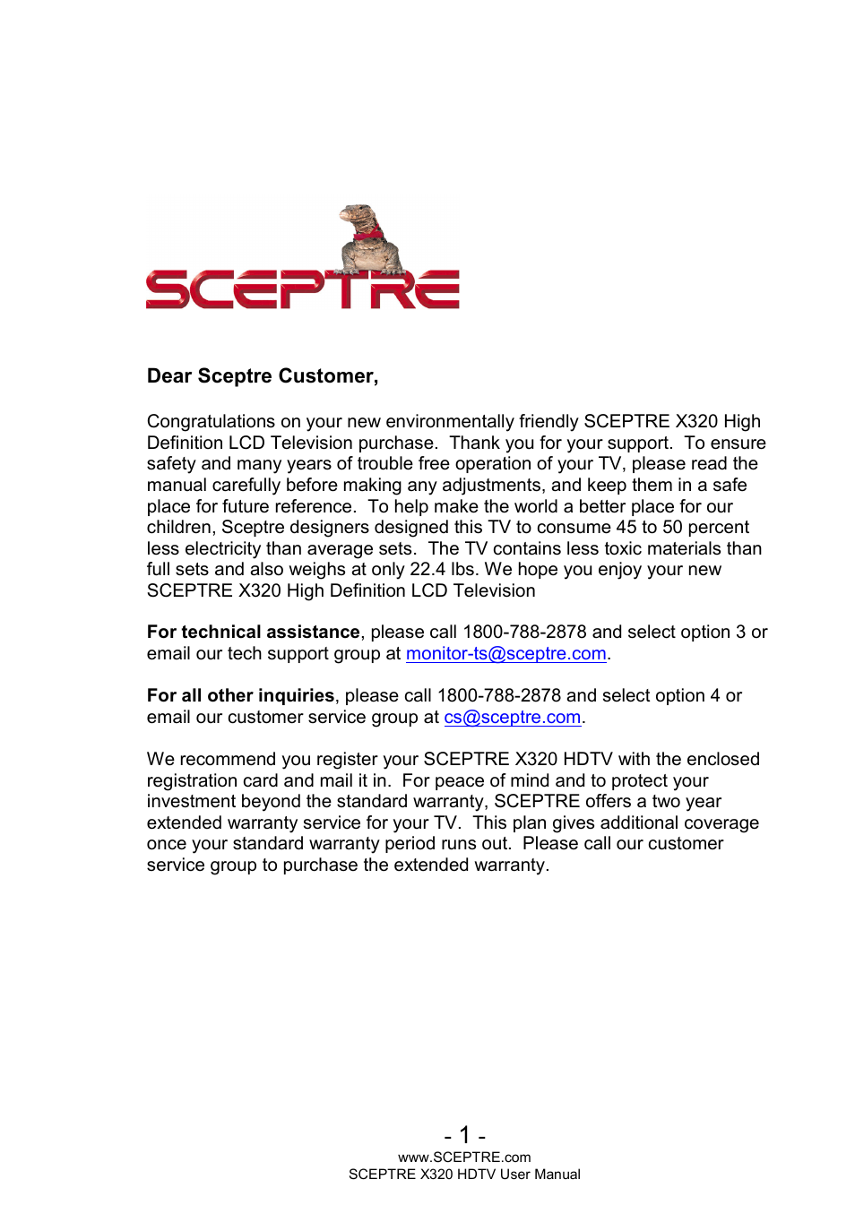 Sceptre X320BV-ECO User Manual | 49 pages