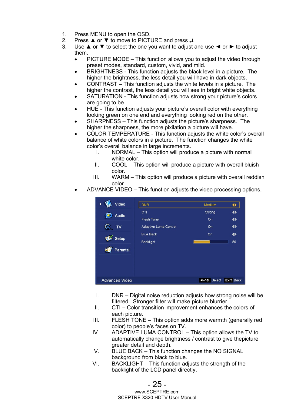 Sceptre X320BV-ECO User Manual | Page 25 / 49