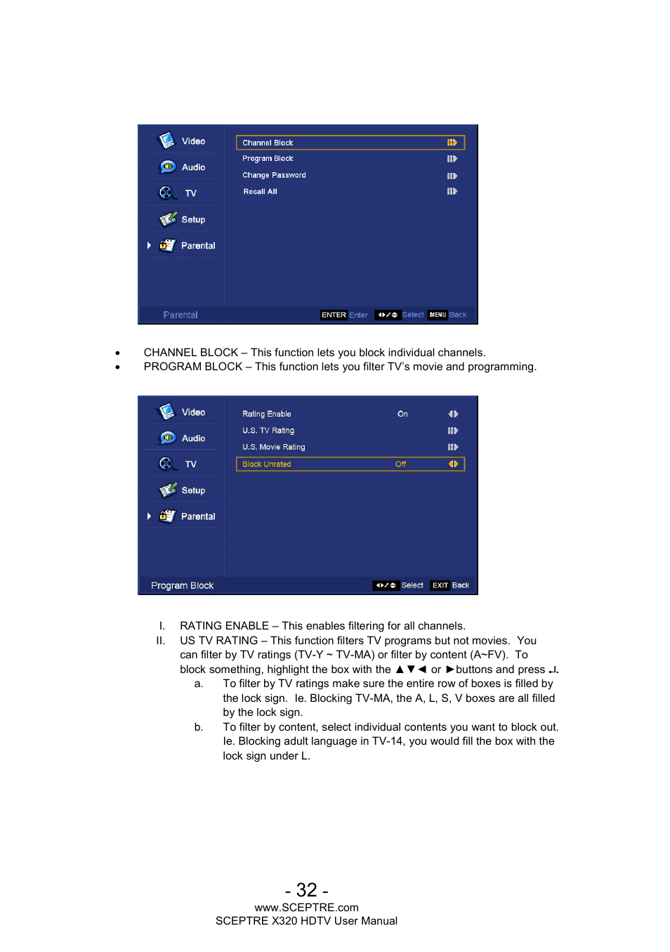 Sceptre X320BV-ECO User Manual | Page 32 / 49