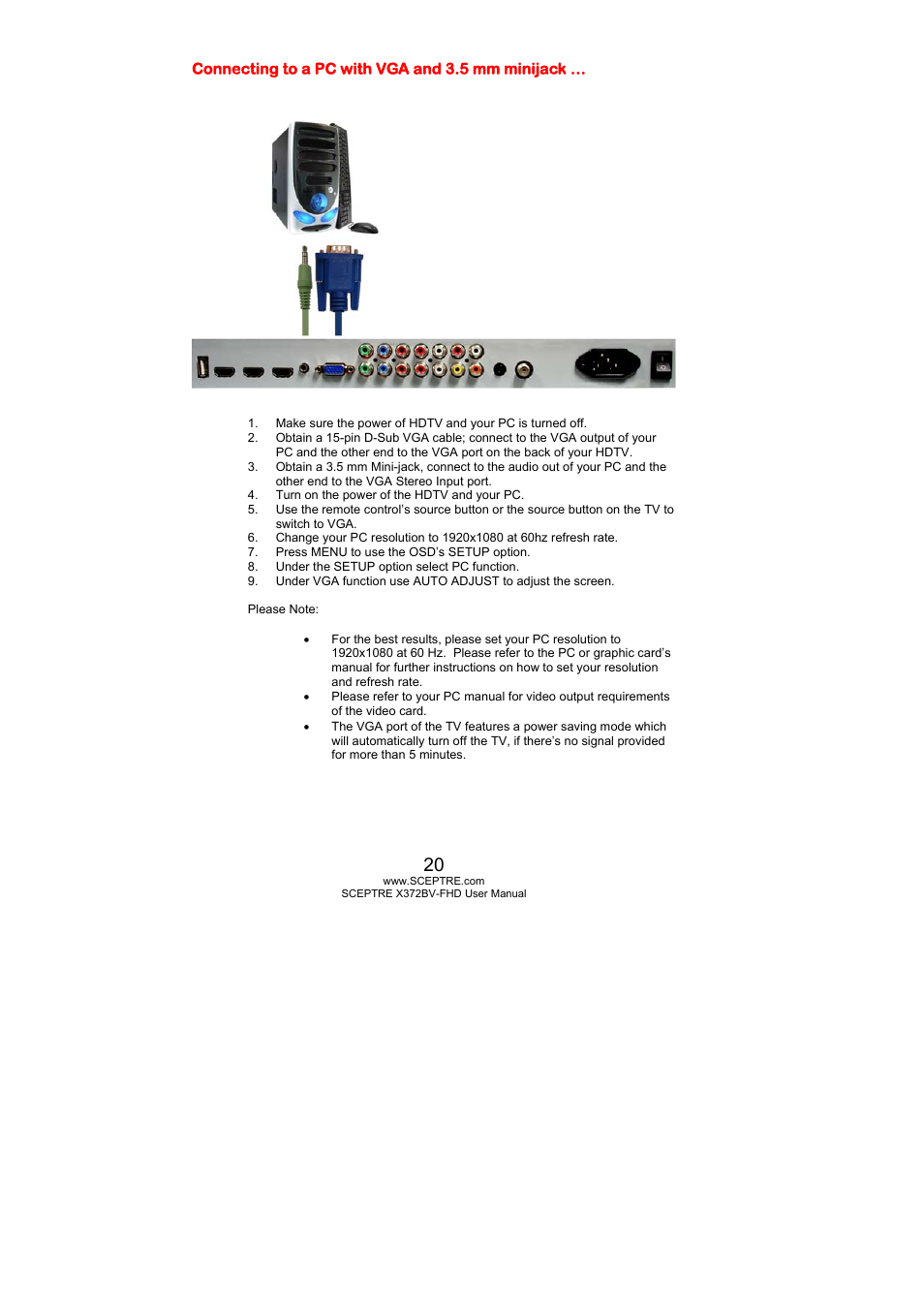 Sceptre X372BV-FHD User Manual | Page 20 / 55