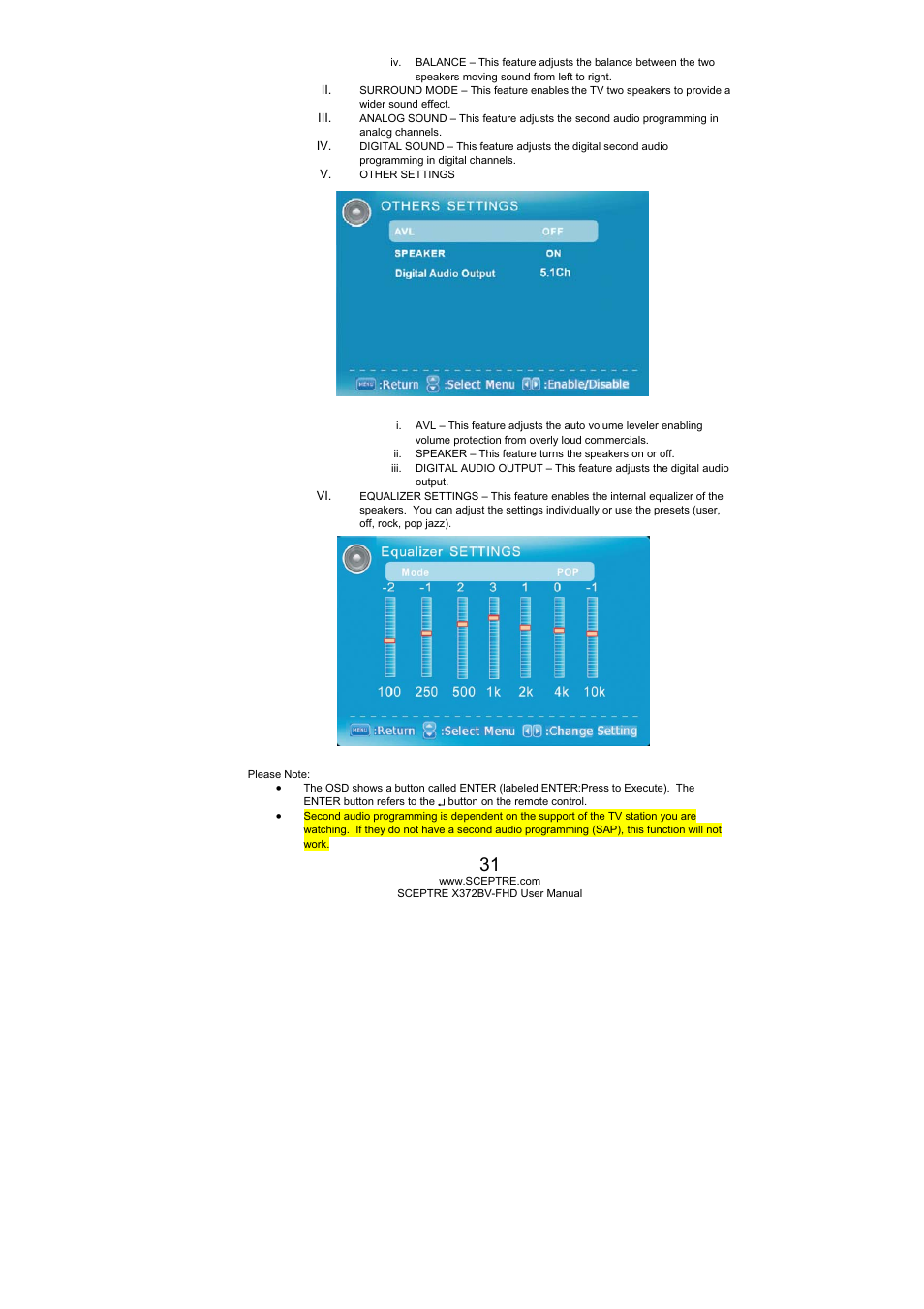 Sceptre X372BV-FHD User Manual | Page 31 / 55