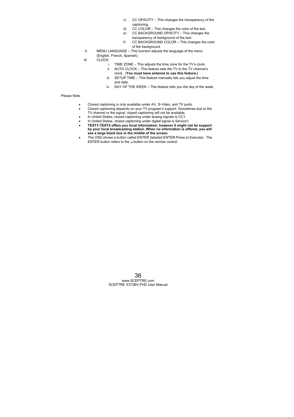 Sceptre X372BV-FHD User Manual | Page 36 / 55