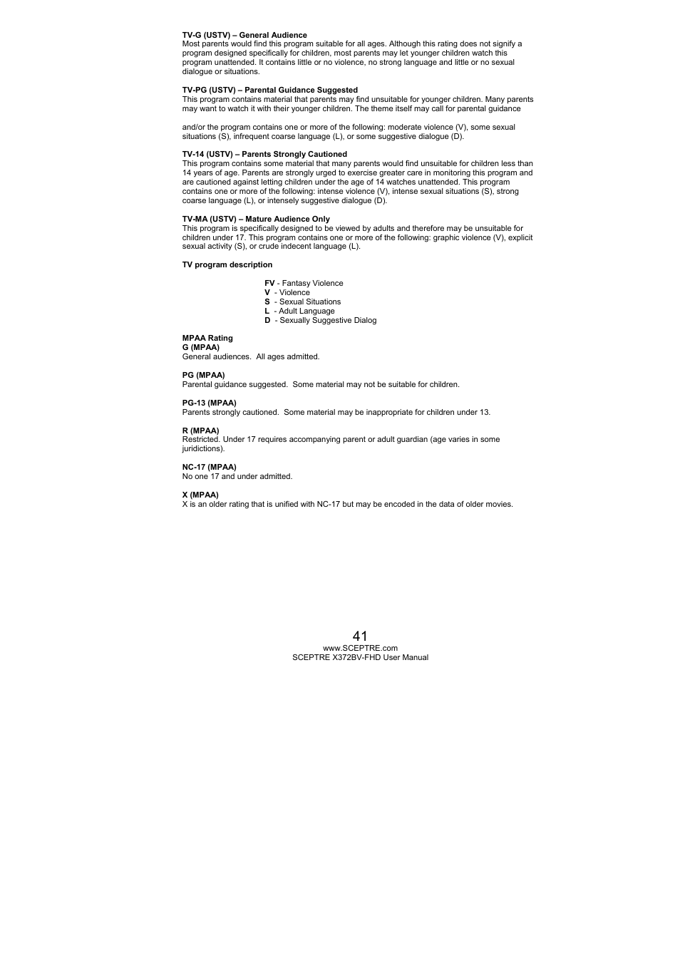 Sceptre X372BV-FHD User Manual | Page 41 / 55