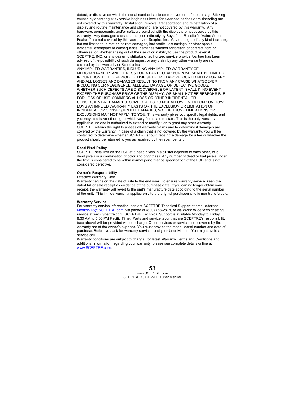Sceptre X372BV-FHD User Manual | Page 53 / 55