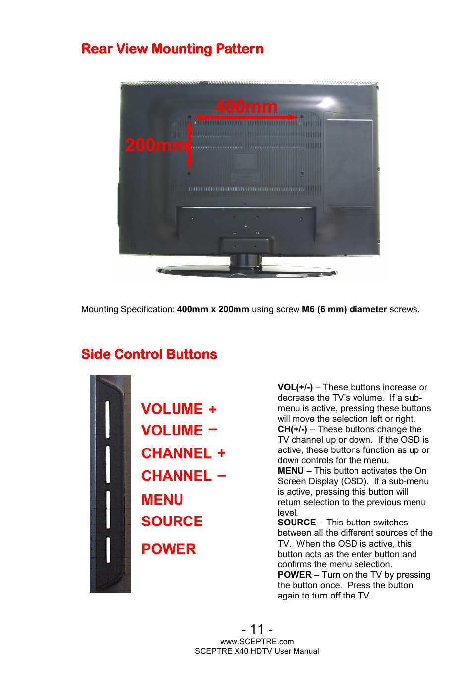 Sceptre X400BV-FHD User Manual | Page 11 / 47
