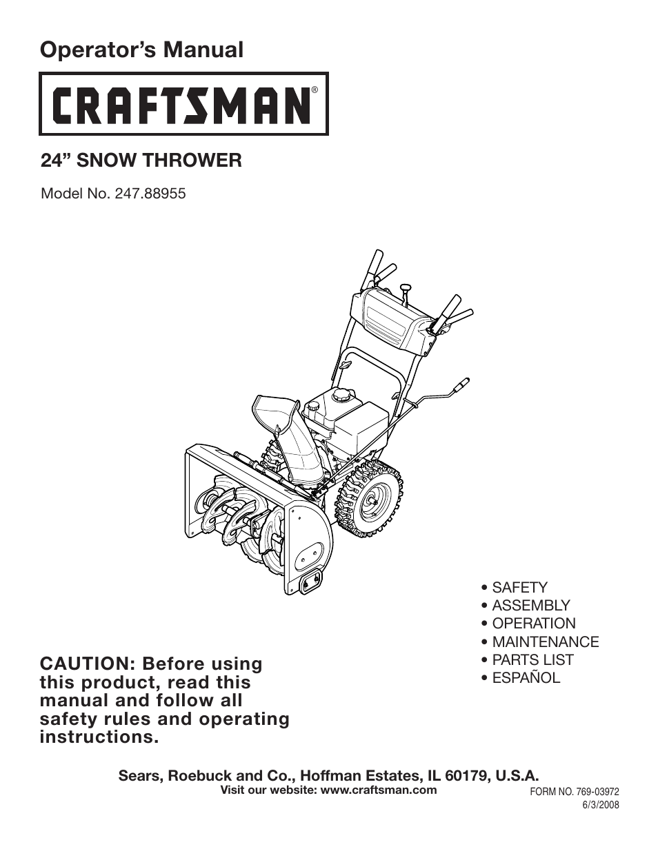 Craftsman 247.88955 User Manual | 68 pages