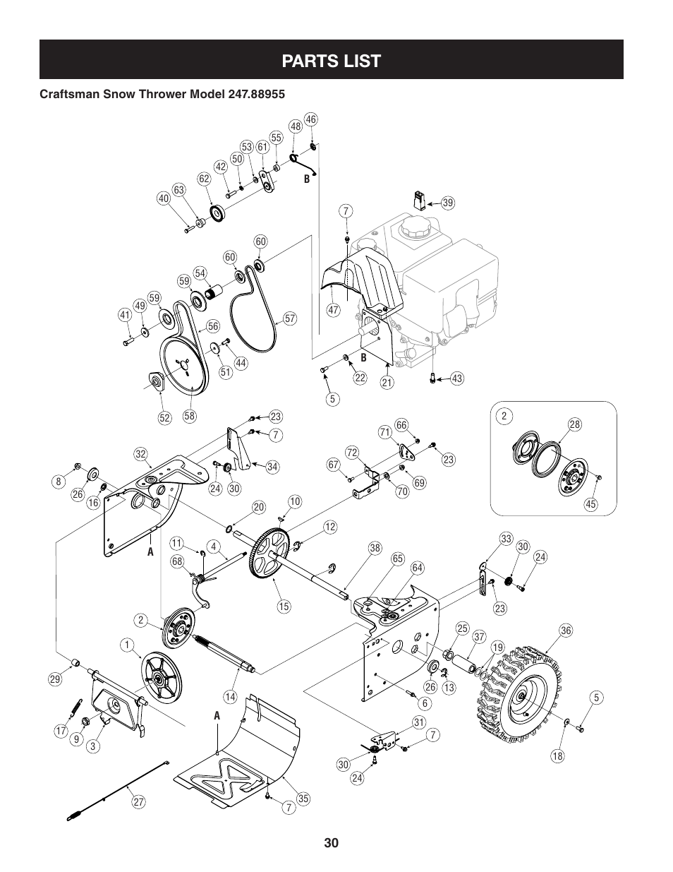 Parts list | Craftsman 247.88955 User Manual | Page 30 / 68