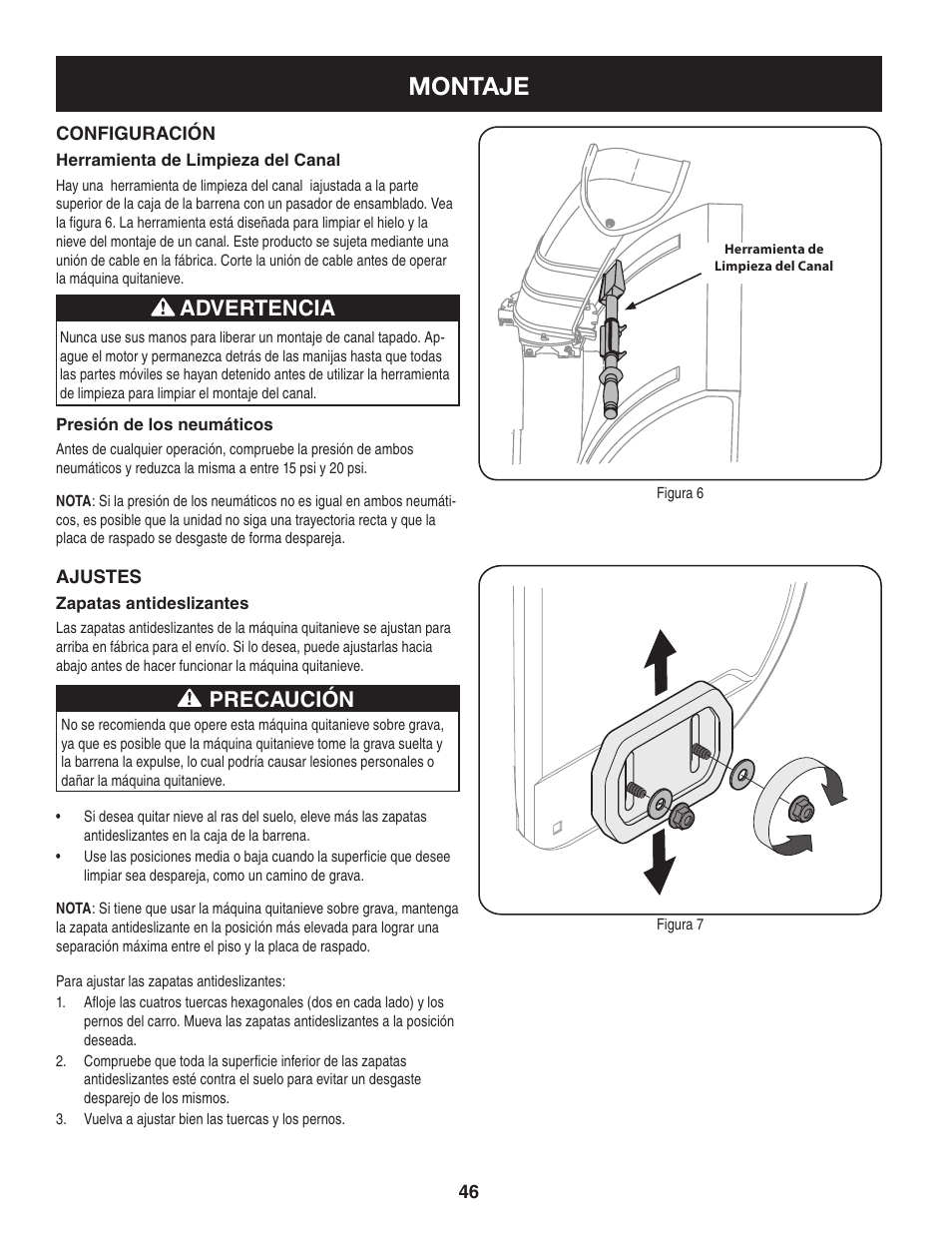 Montaje, Advertencia, Precaución | Craftsman 247.88955 User Manual | Page 46 / 68