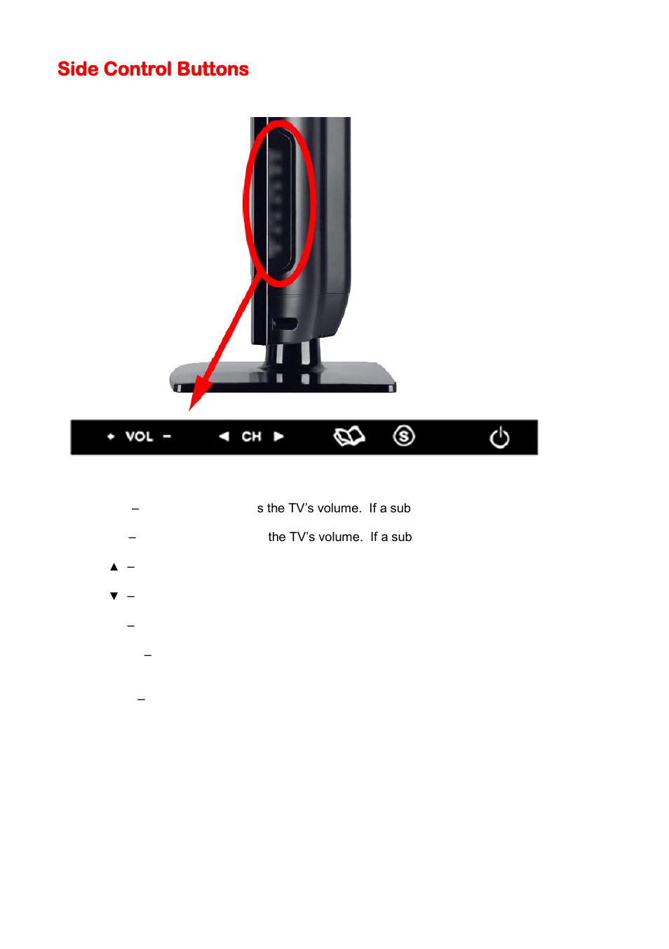 Side control buttons | Sceptre X405BV-FHD User Manual | Page 12 / 54
