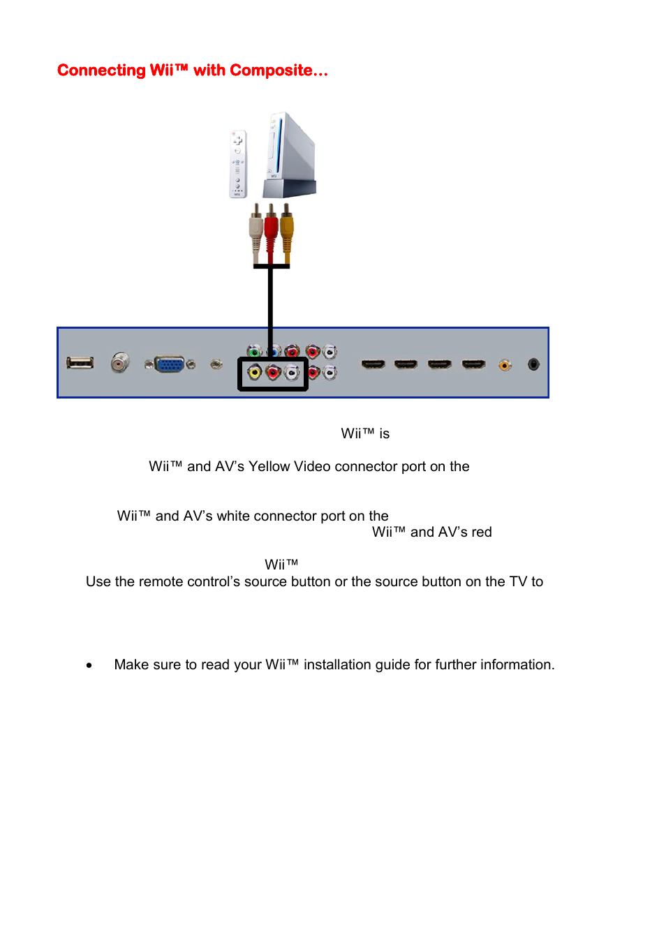 Connecting wii™ with composite | Sceptre X405BV-FHD User Manual | Page 18 / 54