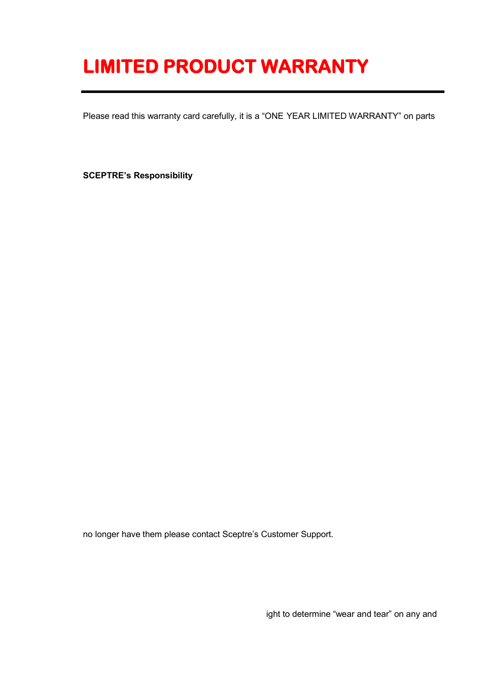 Limited product warranty | Sceptre X405BV-FHD User Manual | Page 51 / 54