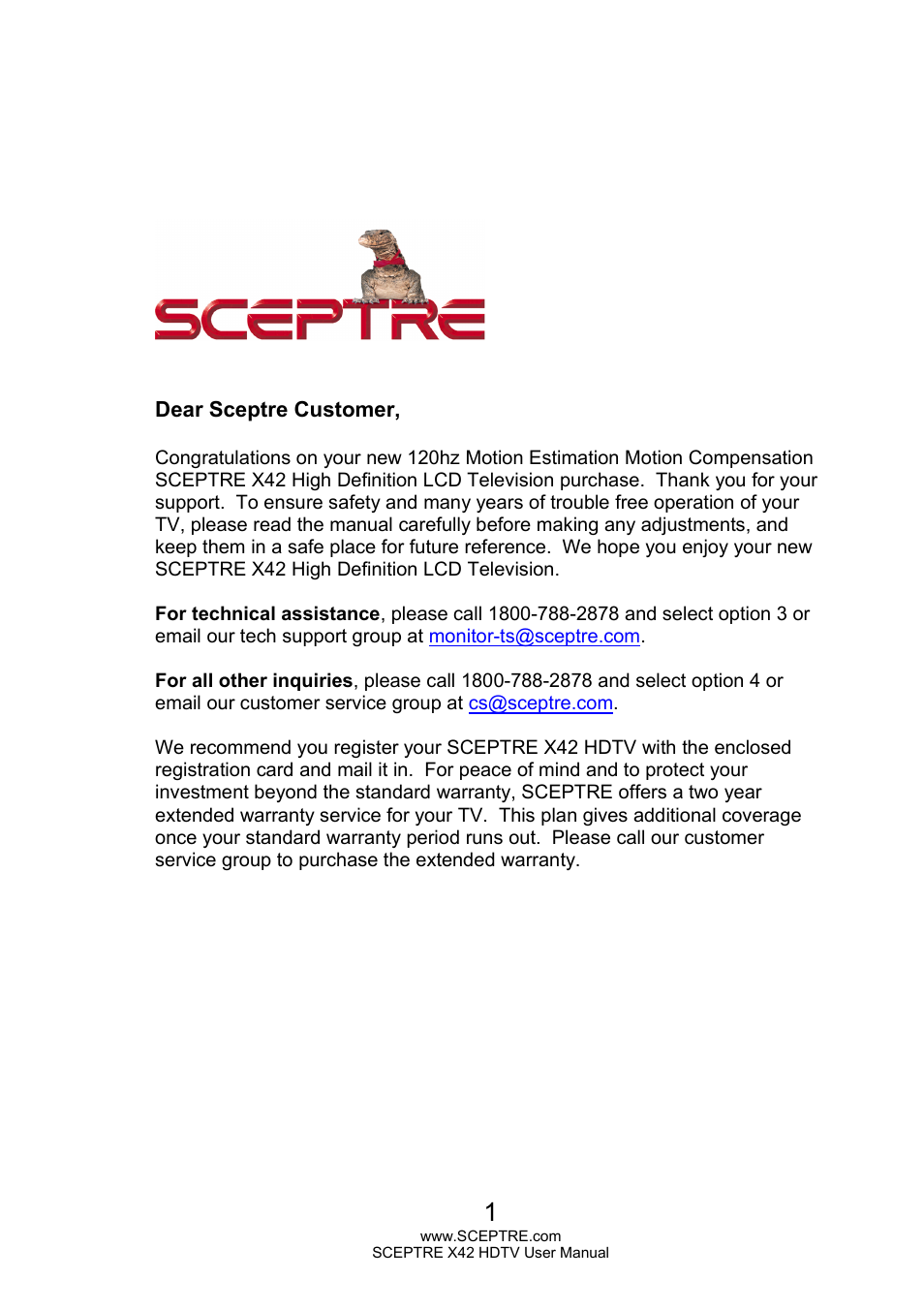 Sceptre X420EV-F120 User Manual | 52 pages