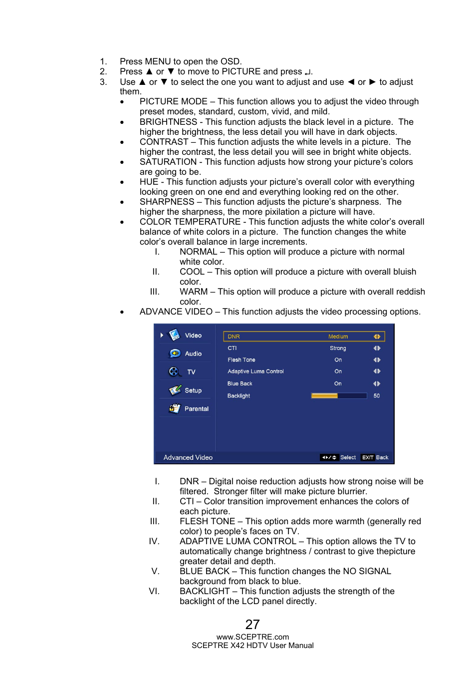 Sceptre X420EV-F120 User Manual | Page 27 / 52