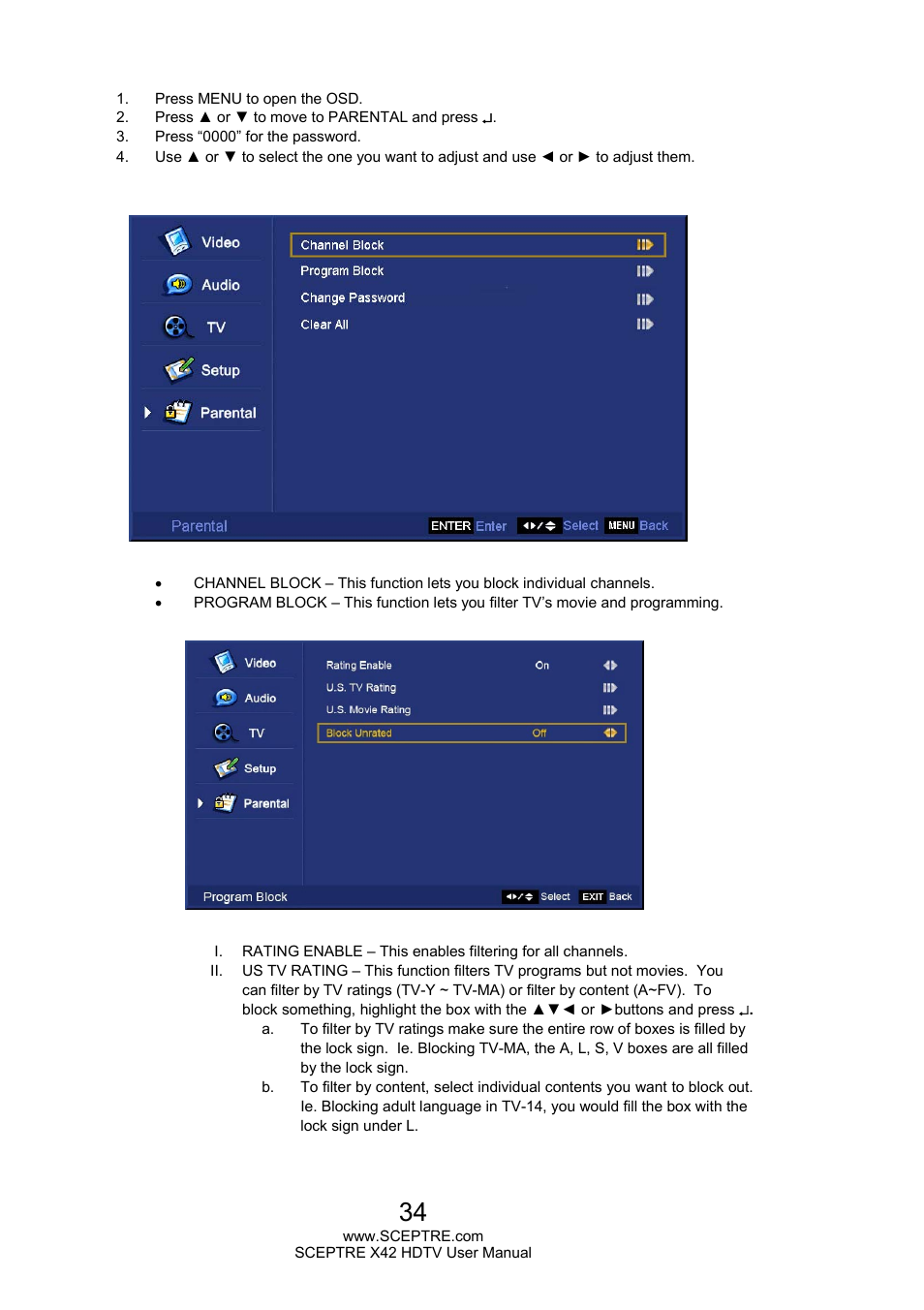 Sceptre X420EV-F120 User Manual | Page 34 / 52