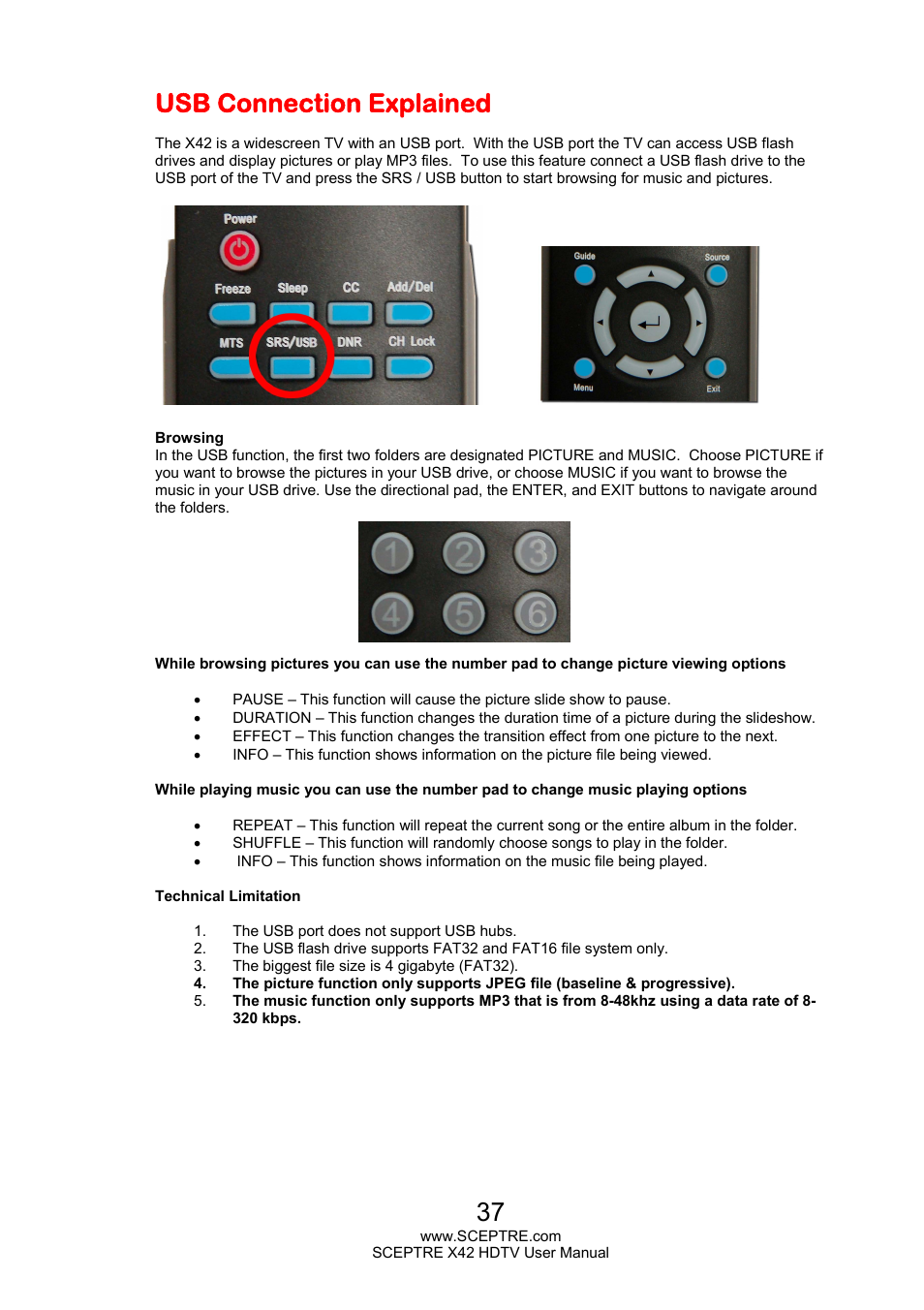 Usb connection explained | Sceptre X420EV-F120 User Manual | Page 37 / 52