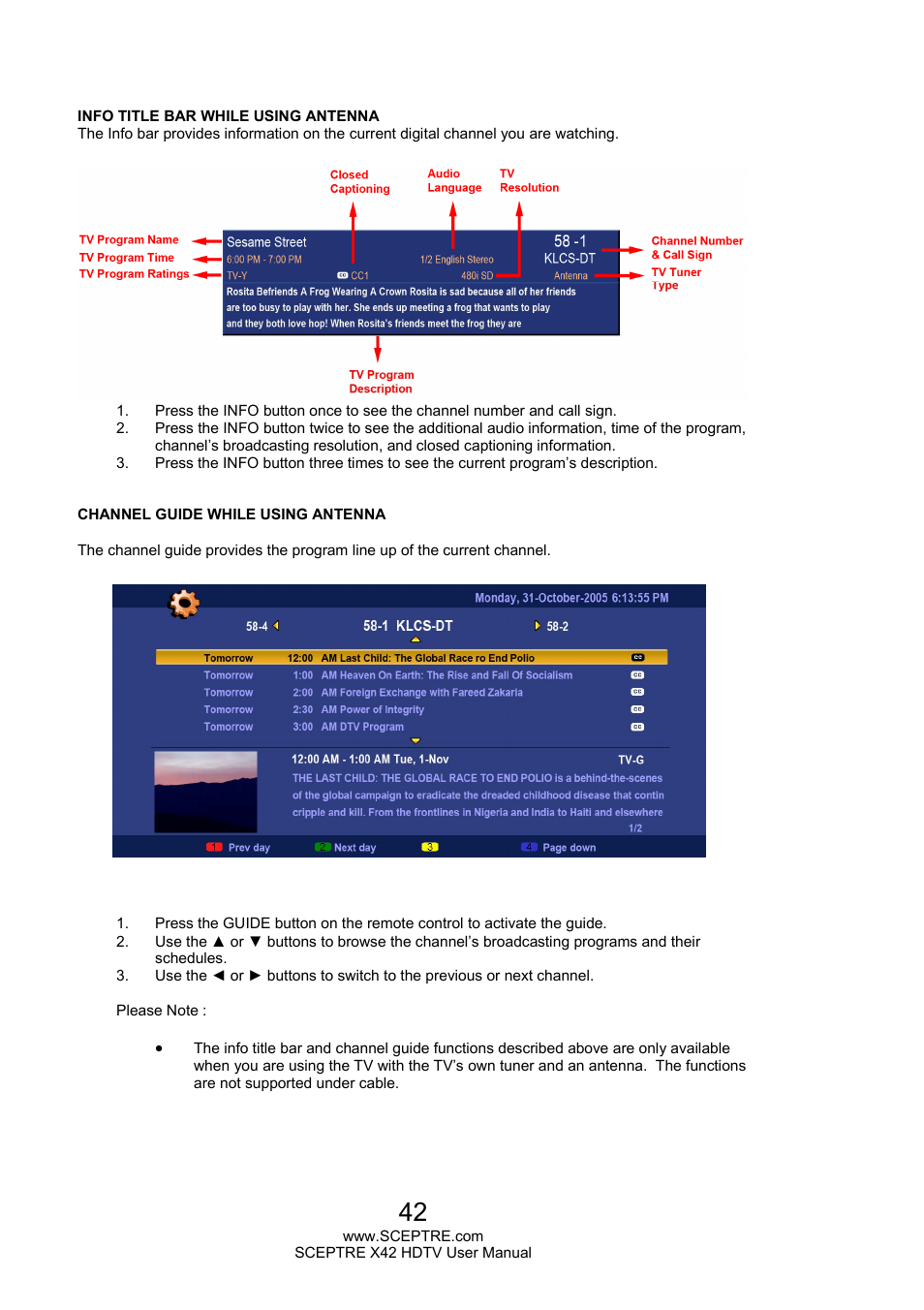 Sceptre X420EV-F120 User Manual | Page 42 / 52