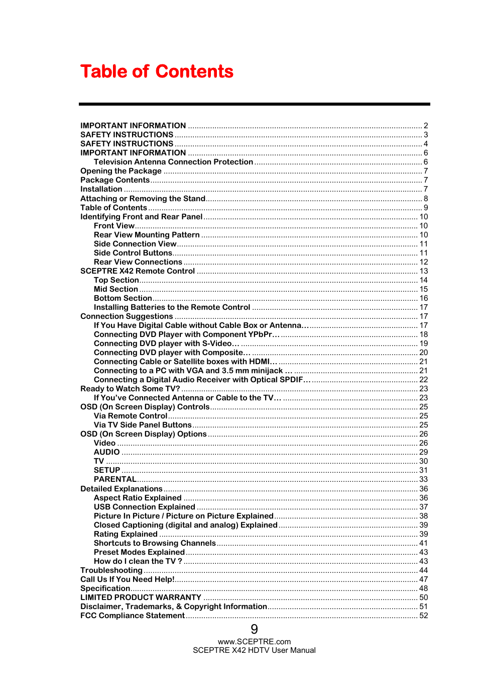 Sceptre X420EV-F120 User Manual | Page 9 / 52