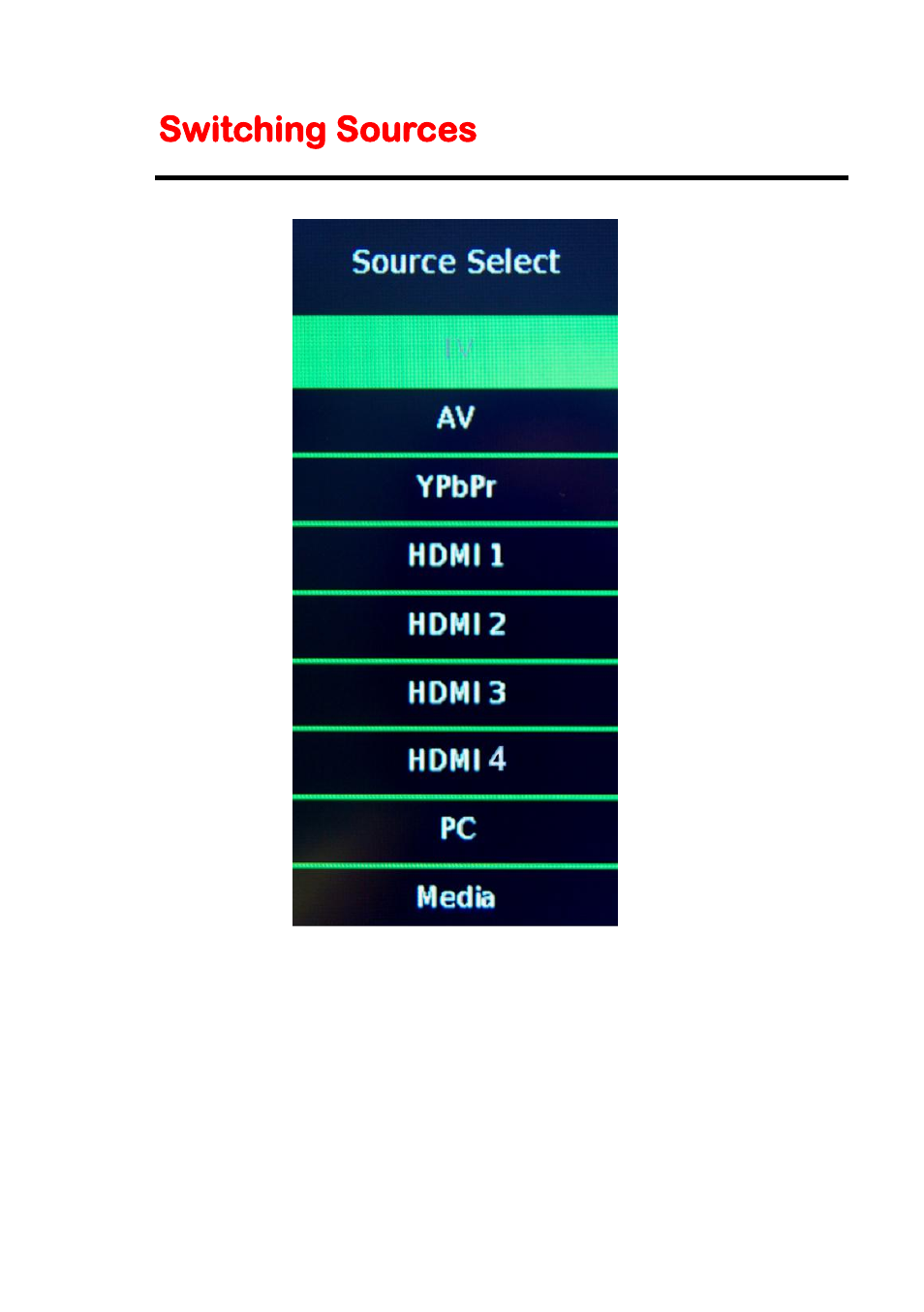 Switching sources | Sceptre X425BV-FHD User Manual | Page 23 / 52