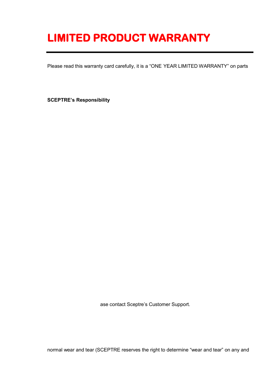 Limited product warranty | Sceptre X425BV-FHD User Manual | Page 49 / 52