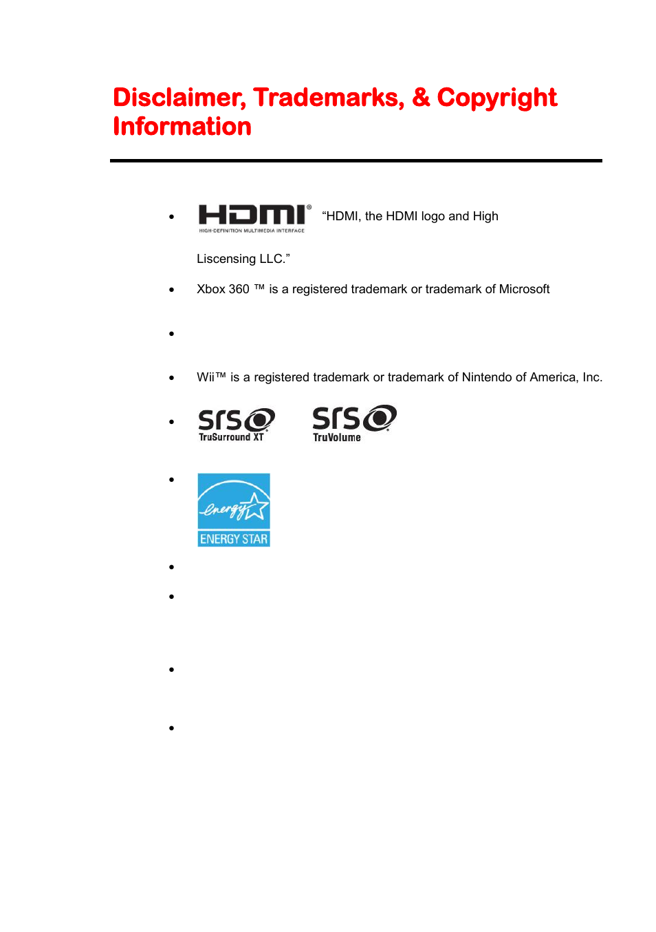 Disclaimer, trademarks, & copyright information | Sceptre X425BV-FHD User Manual | Page 51 / 52