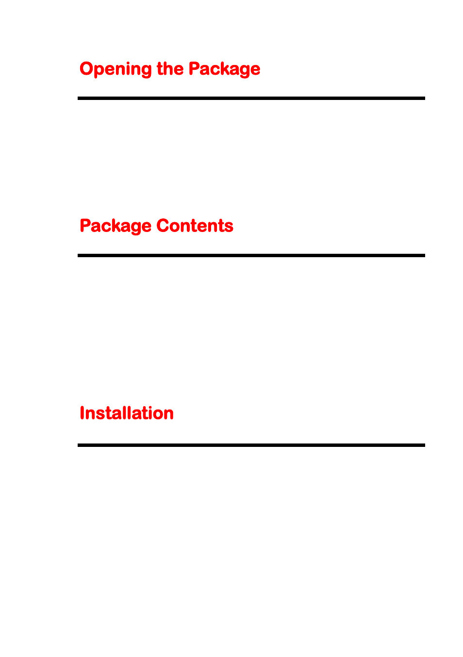 Opening the package, Package contents, Installation | Sceptre X425BV-FHD User Manual | Page 7 / 52