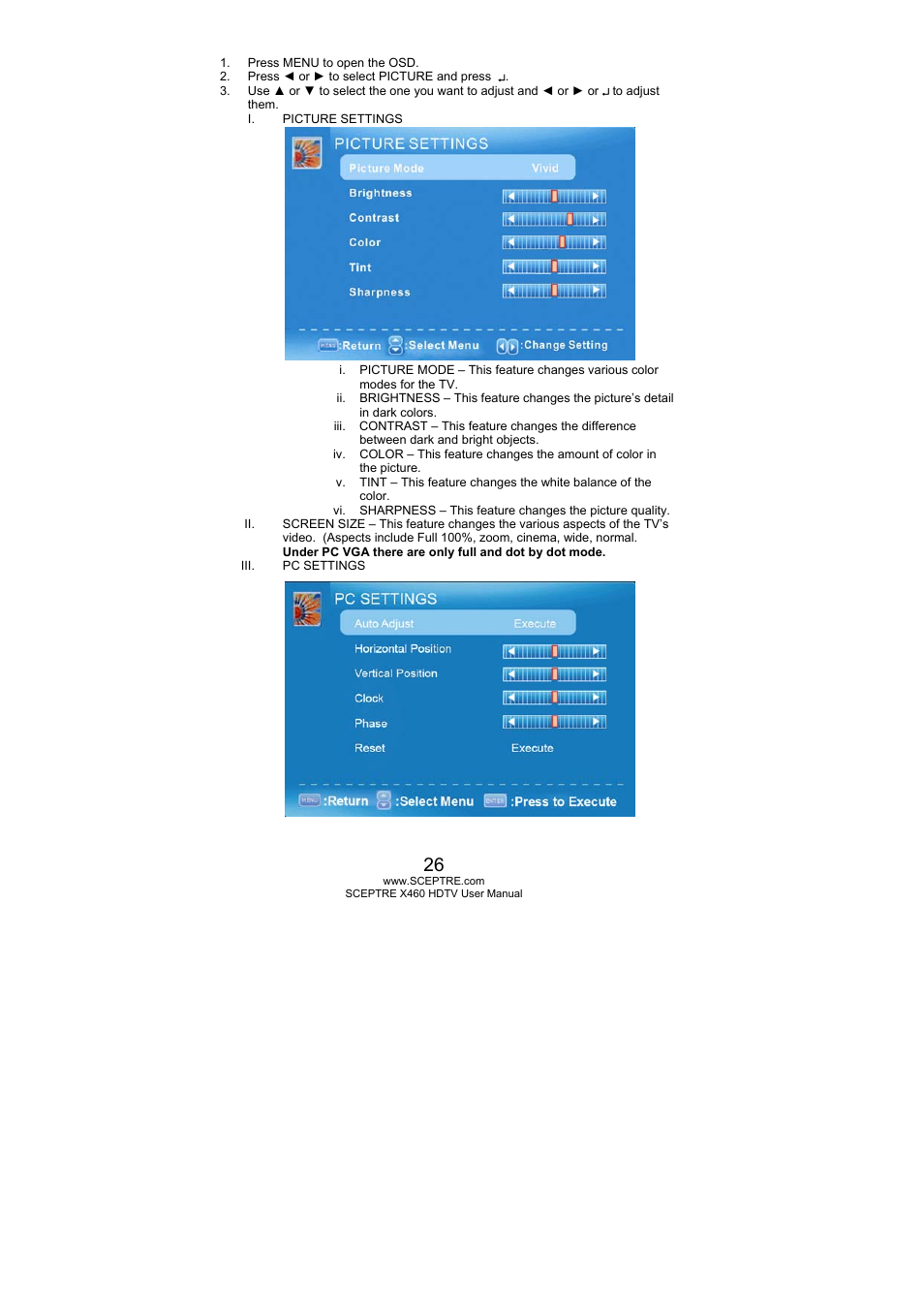 Sceptre X460BV-FHD User Manual | Page 26 / 53