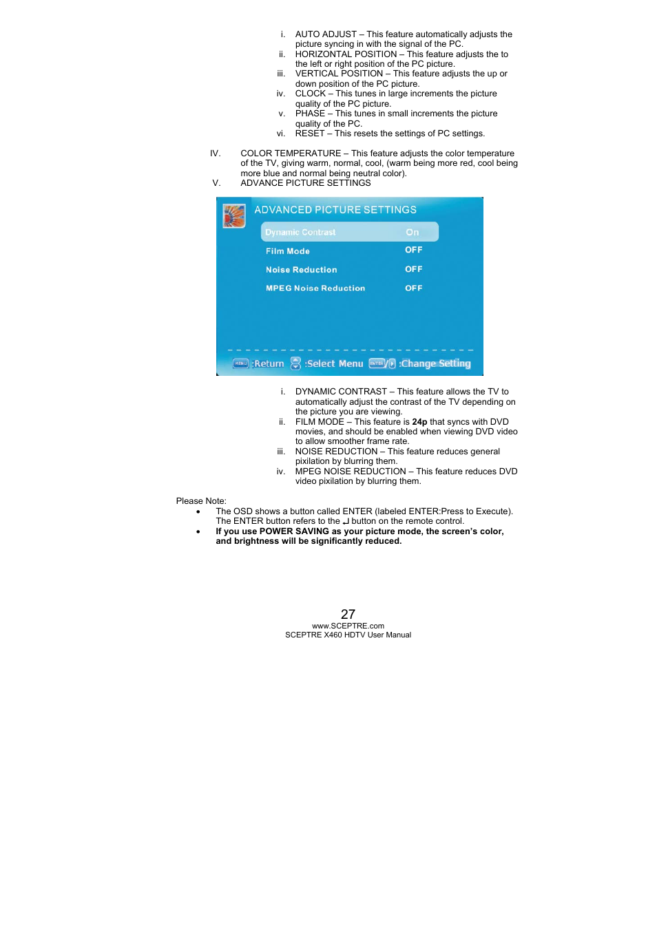 Sceptre X460BV-FHD User Manual | Page 27 / 53