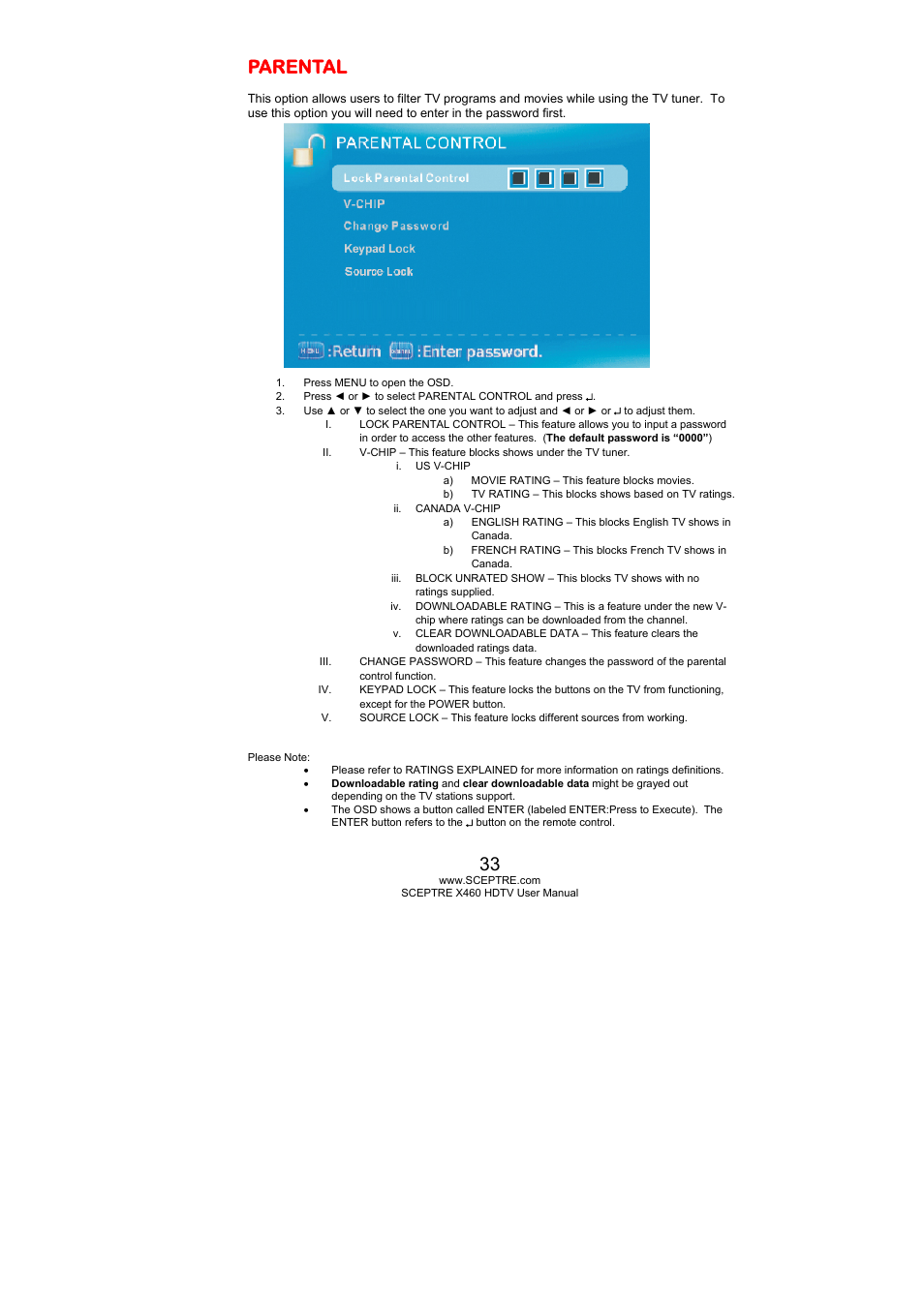 Parental | Sceptre X460BV-FHD User Manual | Page 33 / 53